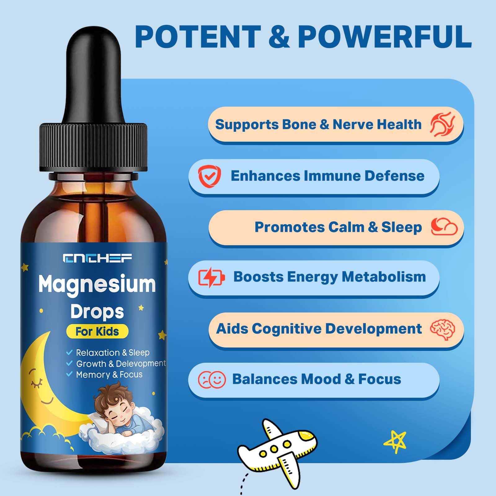 CNCHEF Liquid Magnesium Drops 136g bottle with dosage dropper