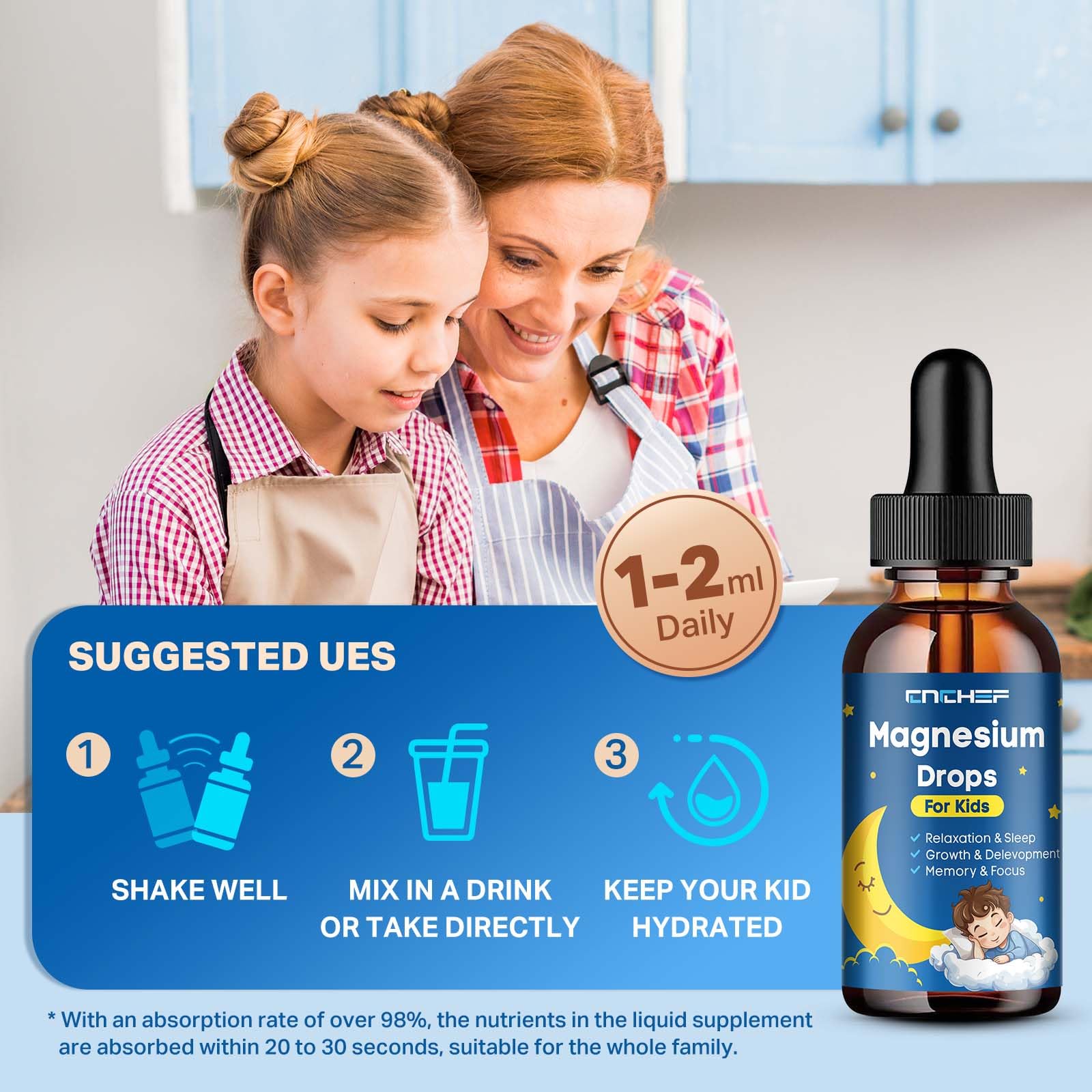 CNCHEF Liquid Magnesium Drops 136g with measuring spoon