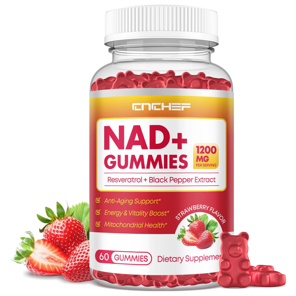 CNCHEF NAD Gummies 1200mg front view packaging