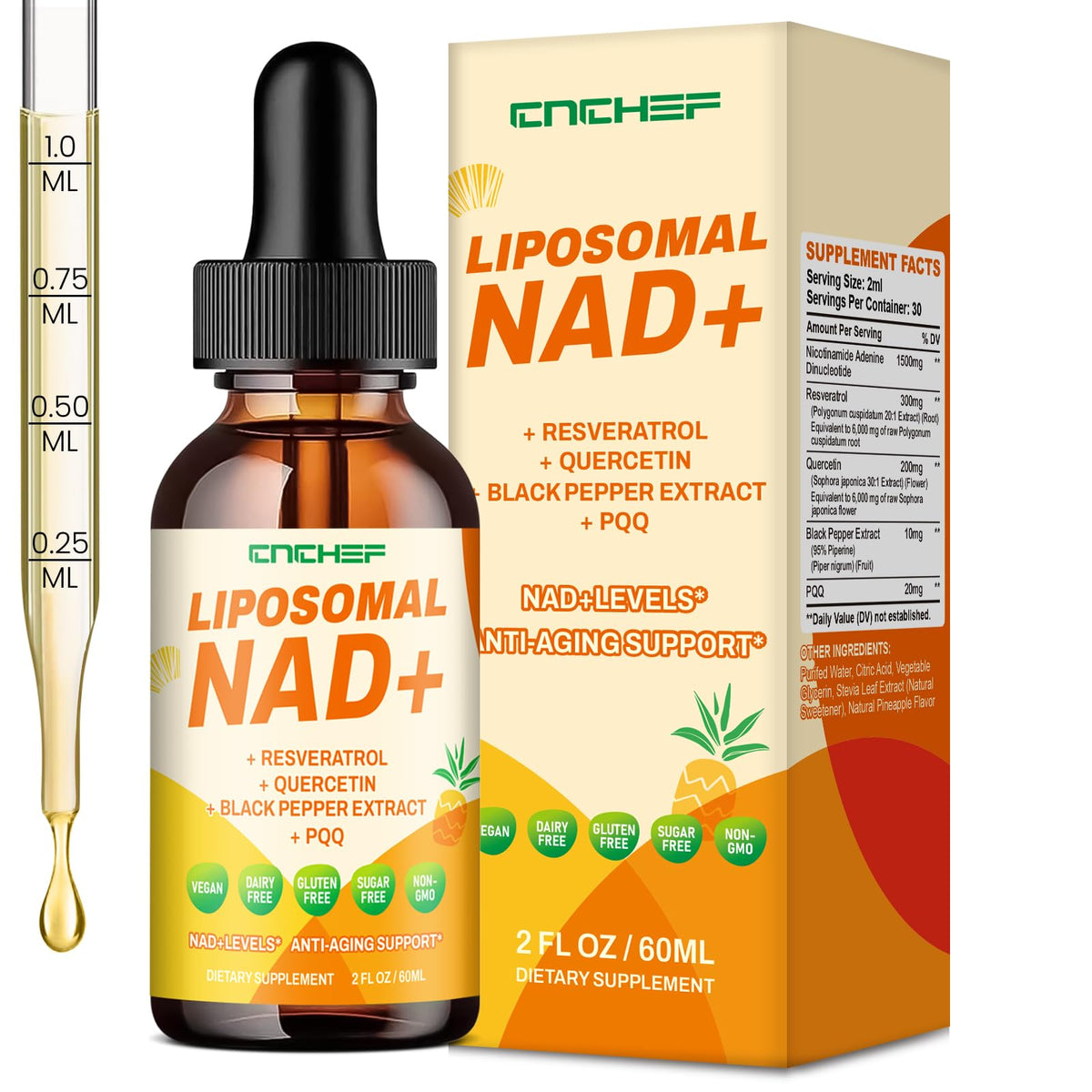 CNCHEF Resveratrol Liquid Drops bottle front view