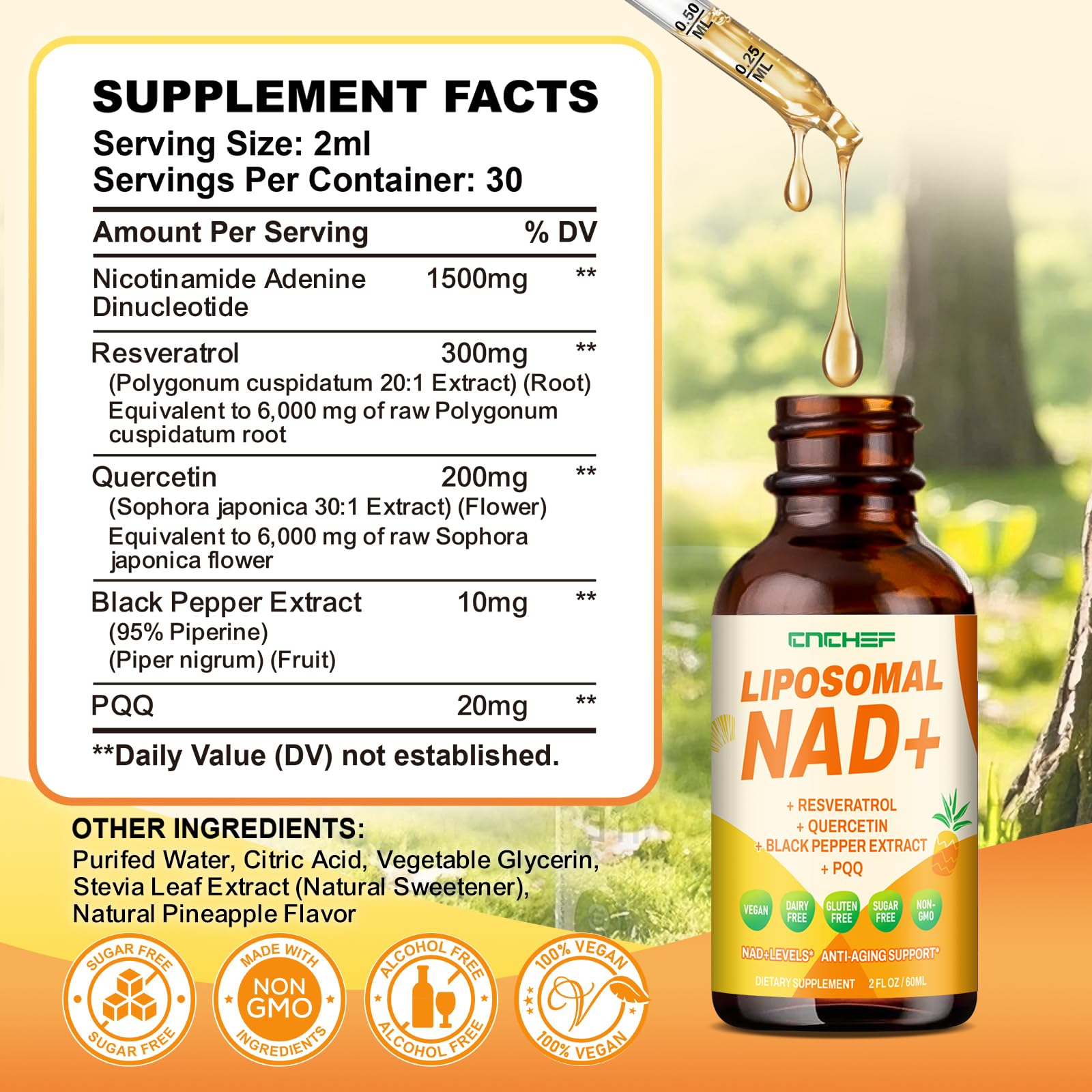 CNCHEF Resveratrol Liquid Drops ingredients list