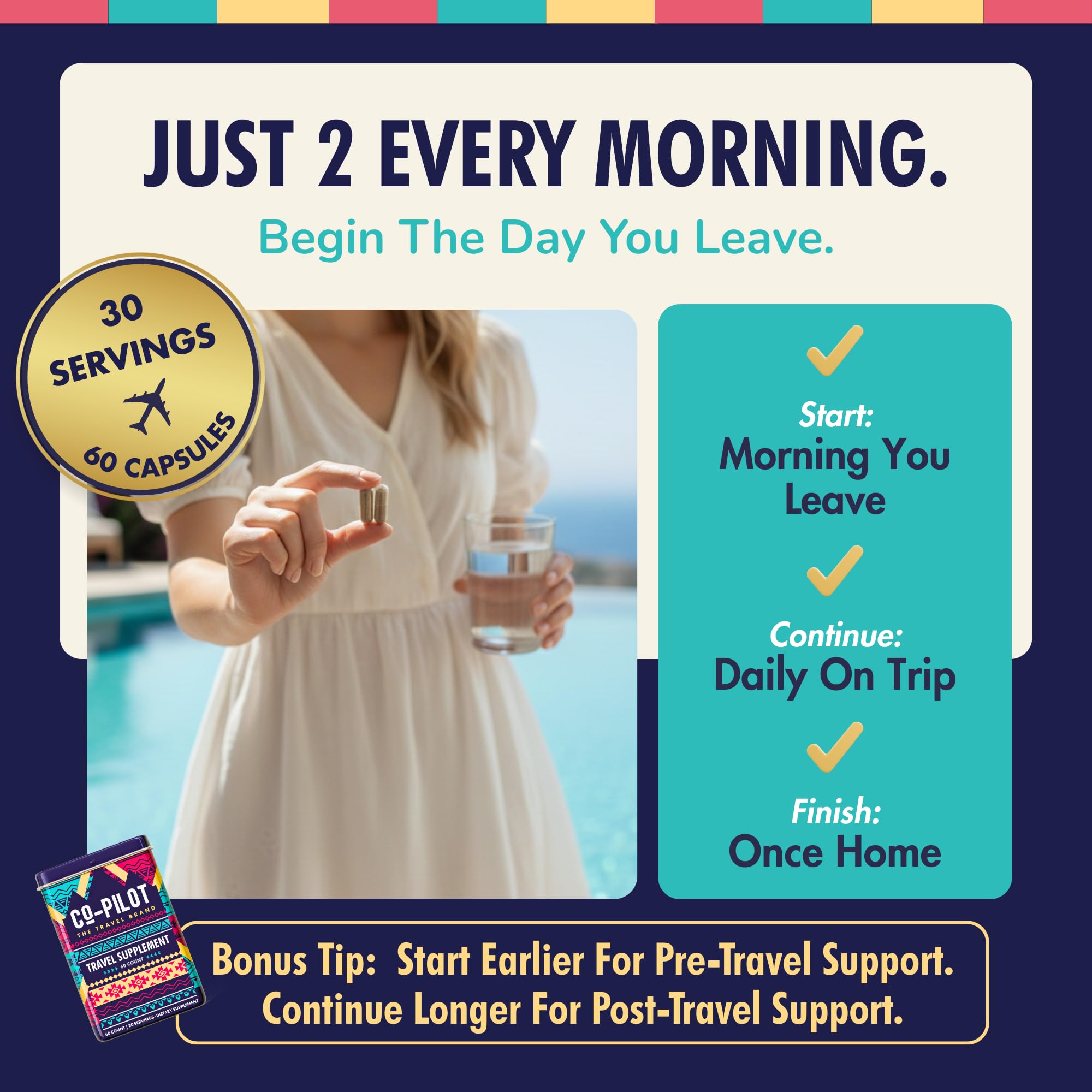 Co-Pilot The Travel Brand multivitamins tin with travel accessories