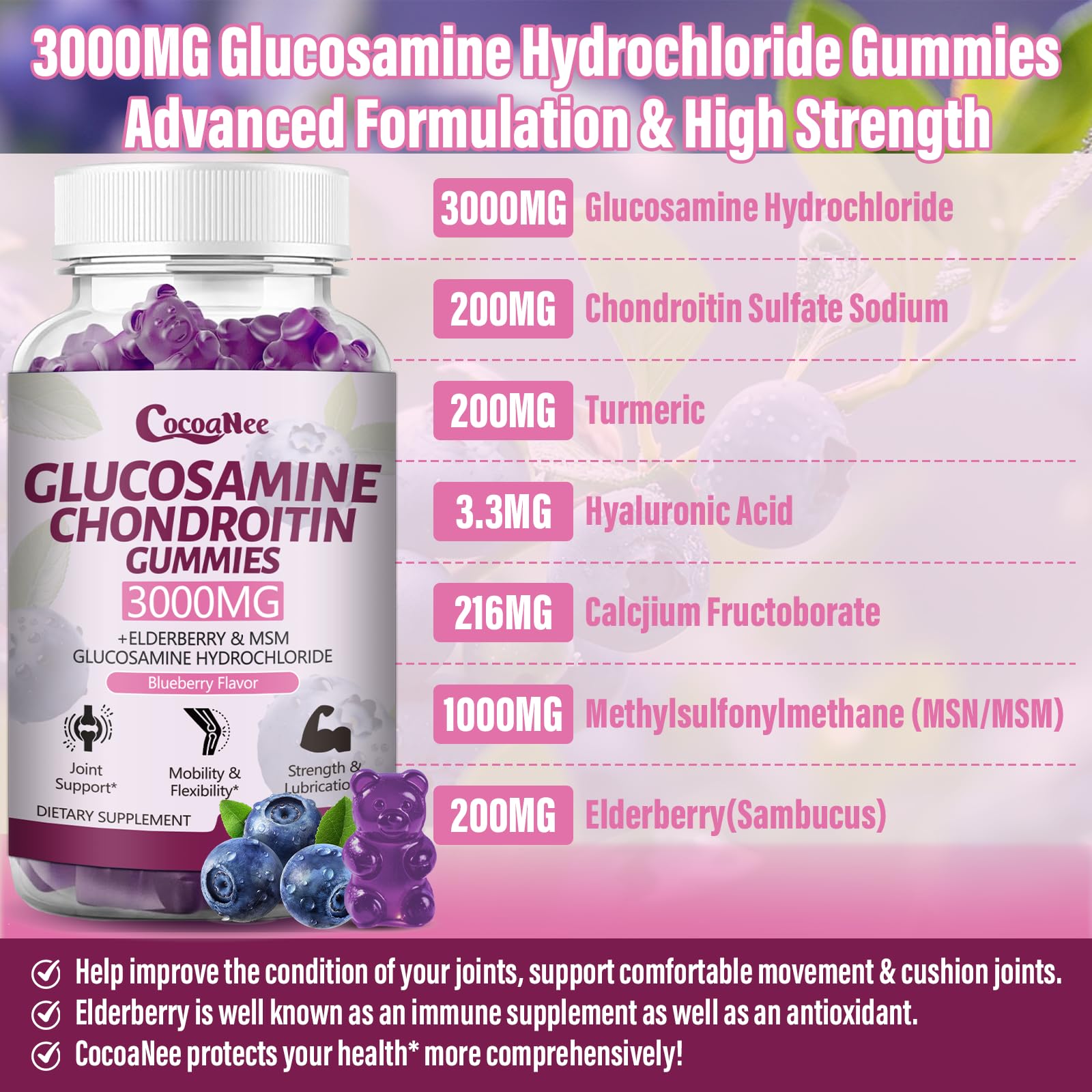 CocoaNee Glucosamine Chondroitin Gummies nutritional information