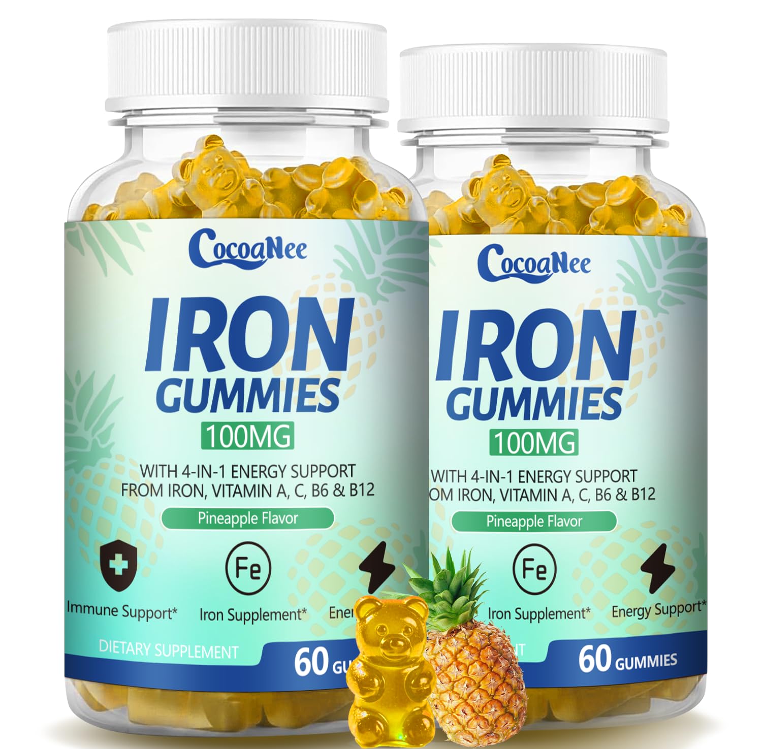 CocoaNee Iron Gummies front view packaging