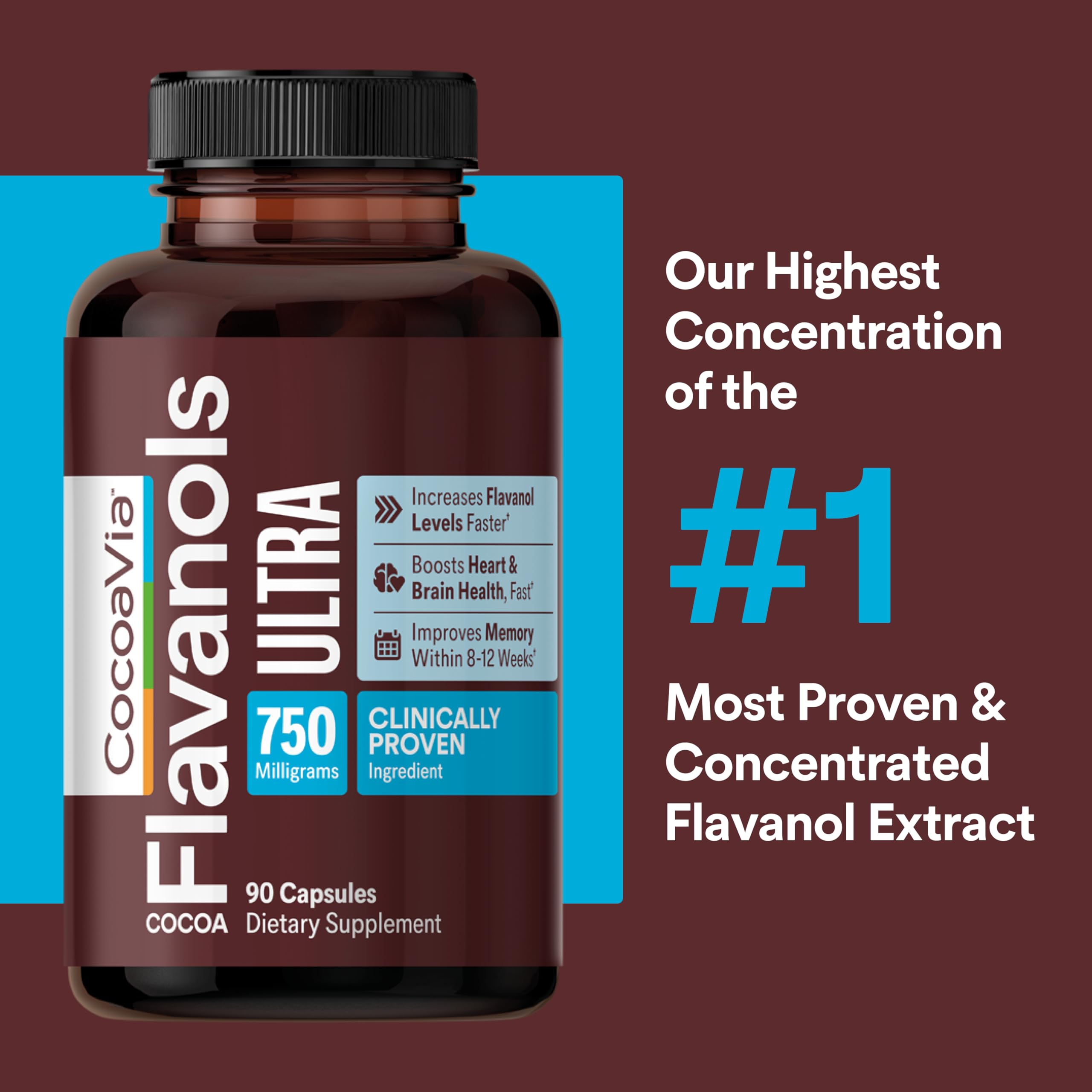 CocoaVia Cocoa Flavanol Supplement 750mg side view