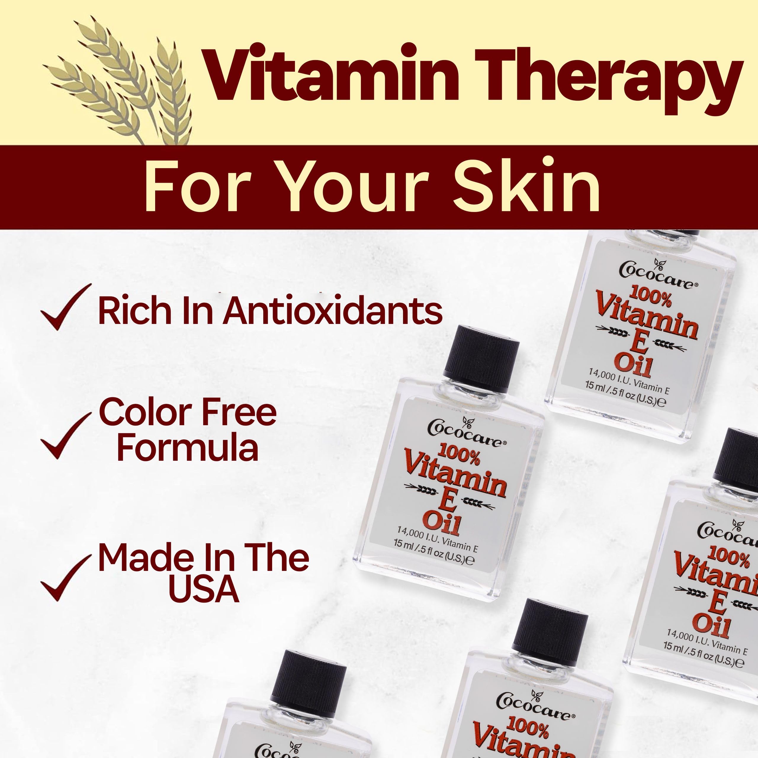 COCOCARE Vitamin E Oil 14g on a wooden surface