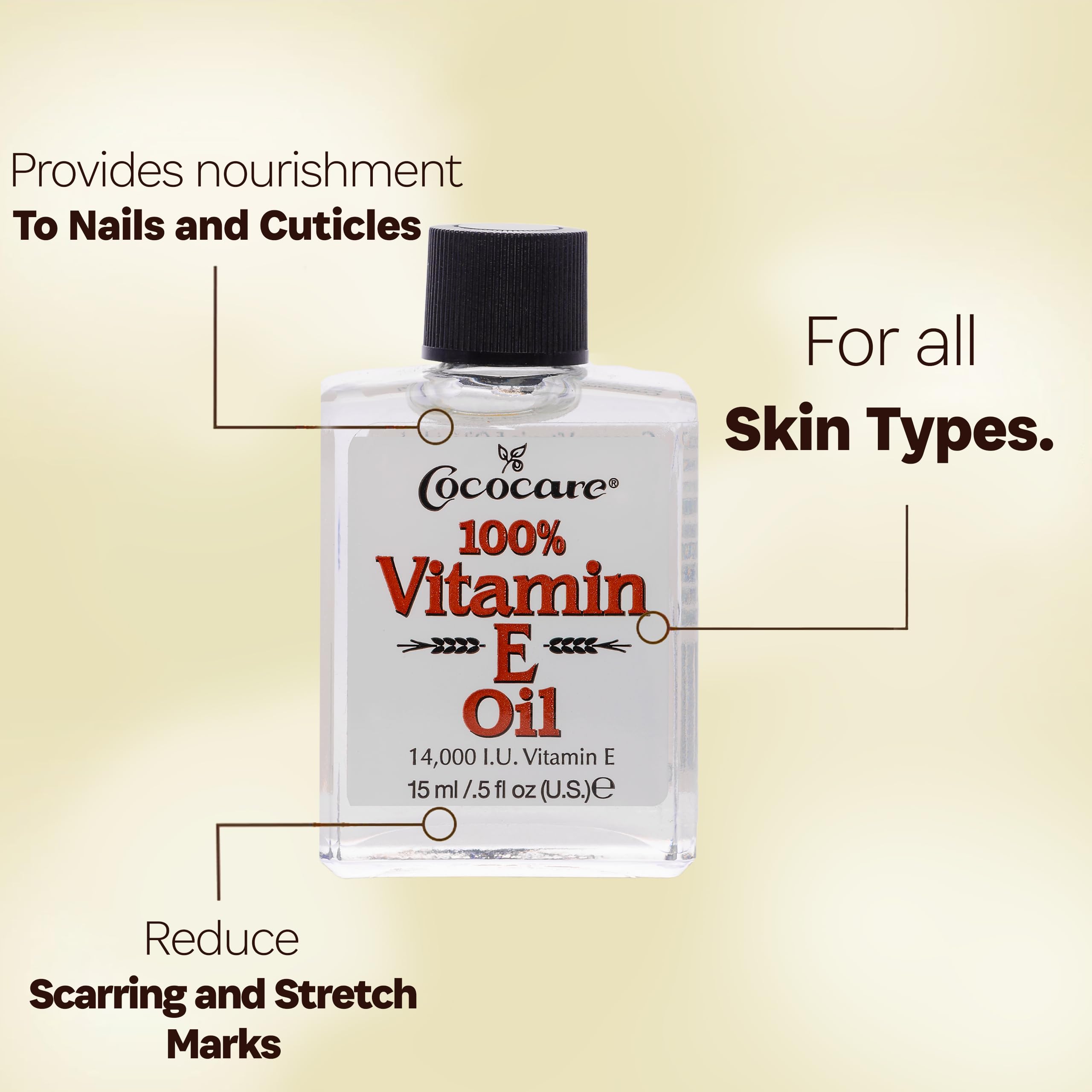 COCOCARE Vitamin E Oil 14g side view showing bottle