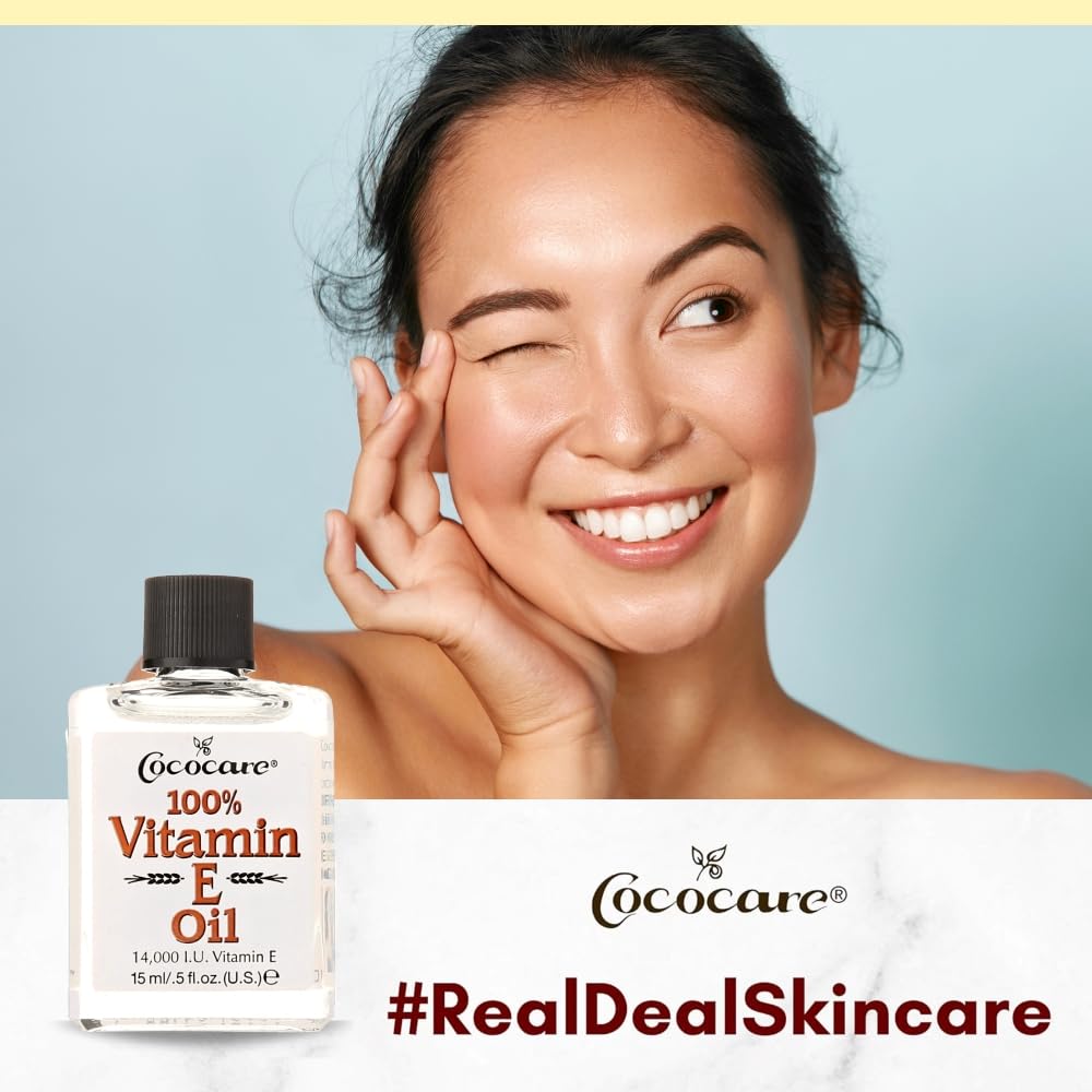 COCOCARE Vitamin E Oil 14g with skincare products