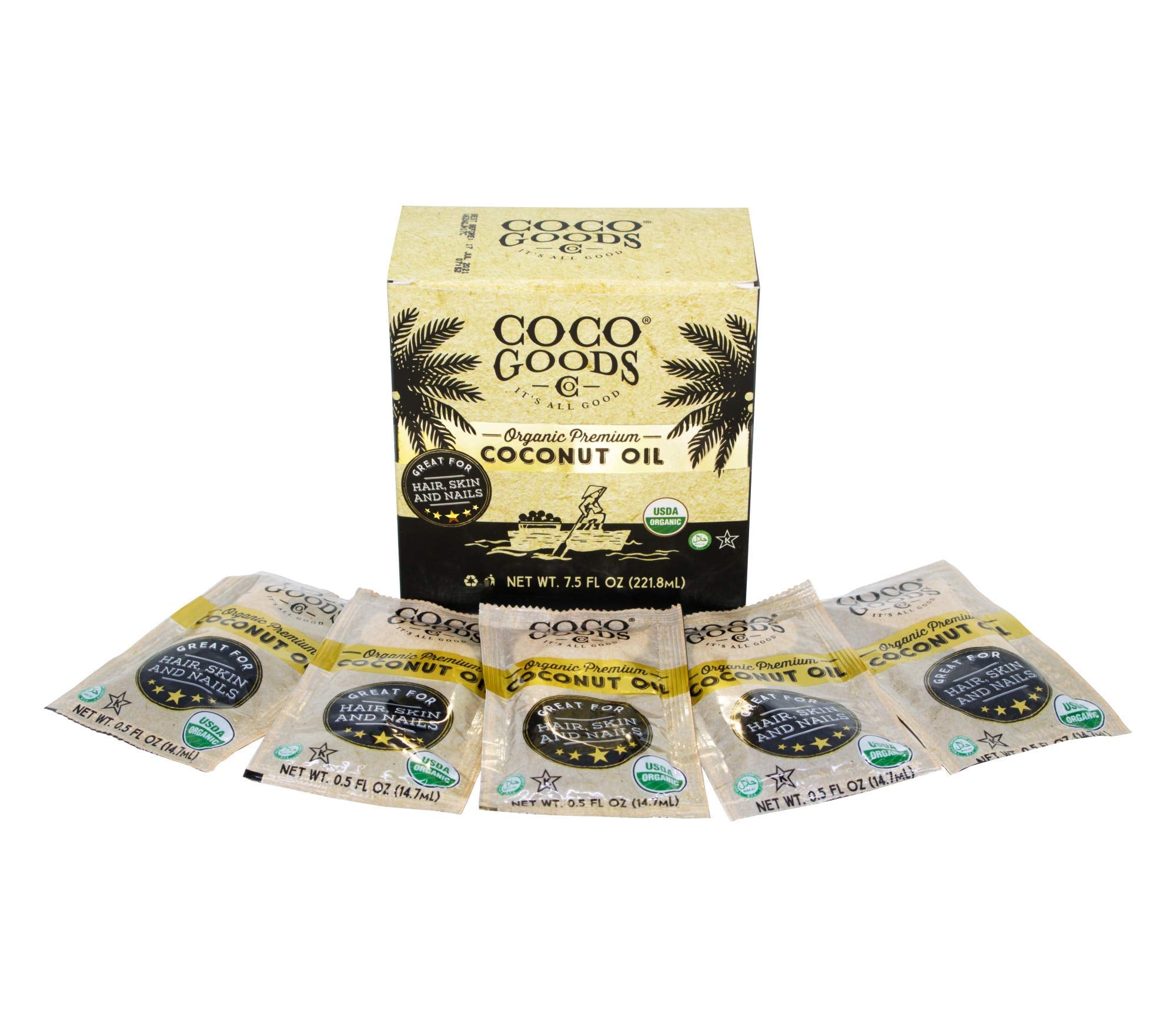 COCOGOODSCO Coconut Oil Travel Pack front view with sachets