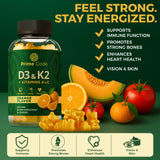 Code Vitamin D3 + K2 Gummies nutritional information on the back