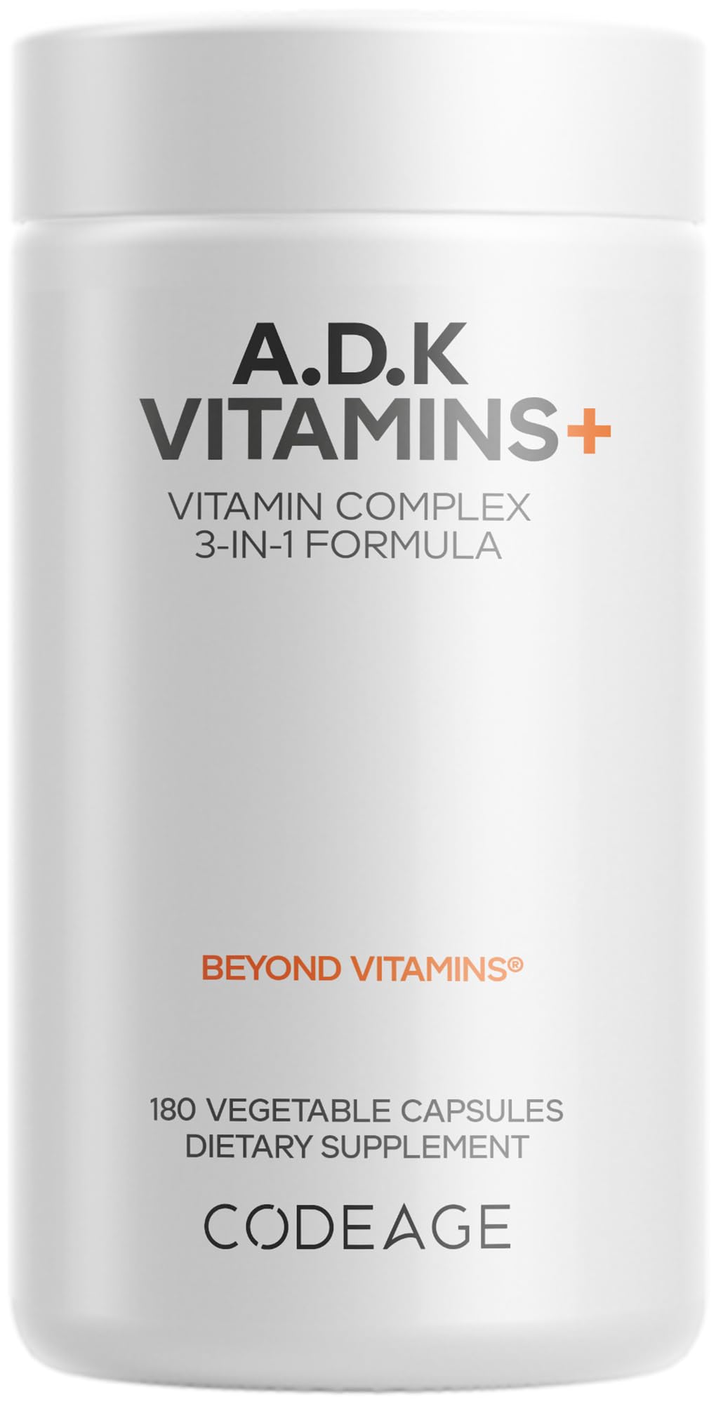 Codeage ADK Vitamins+ 180 capsules front view