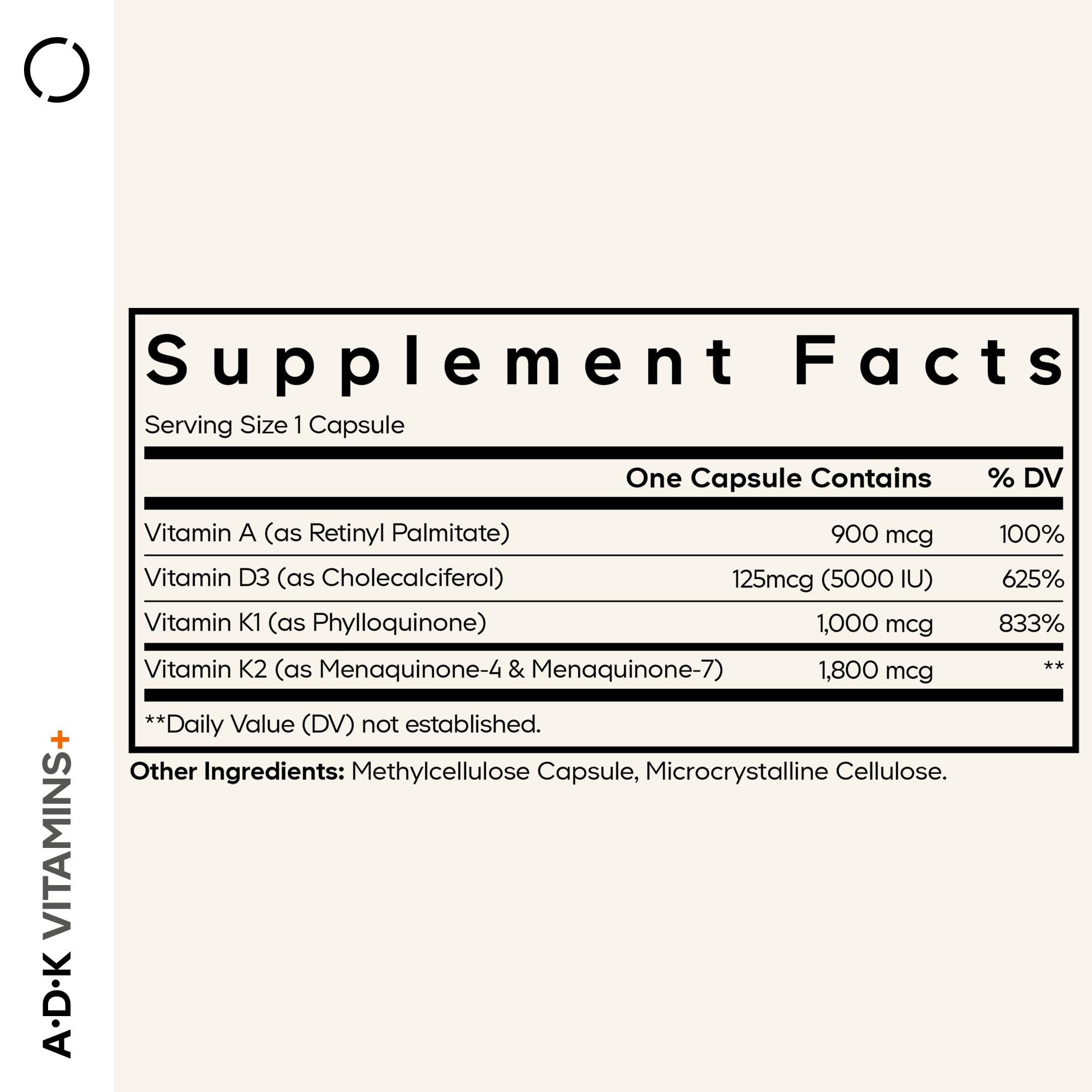 Codeage ADK Vitamins+ bottle side view