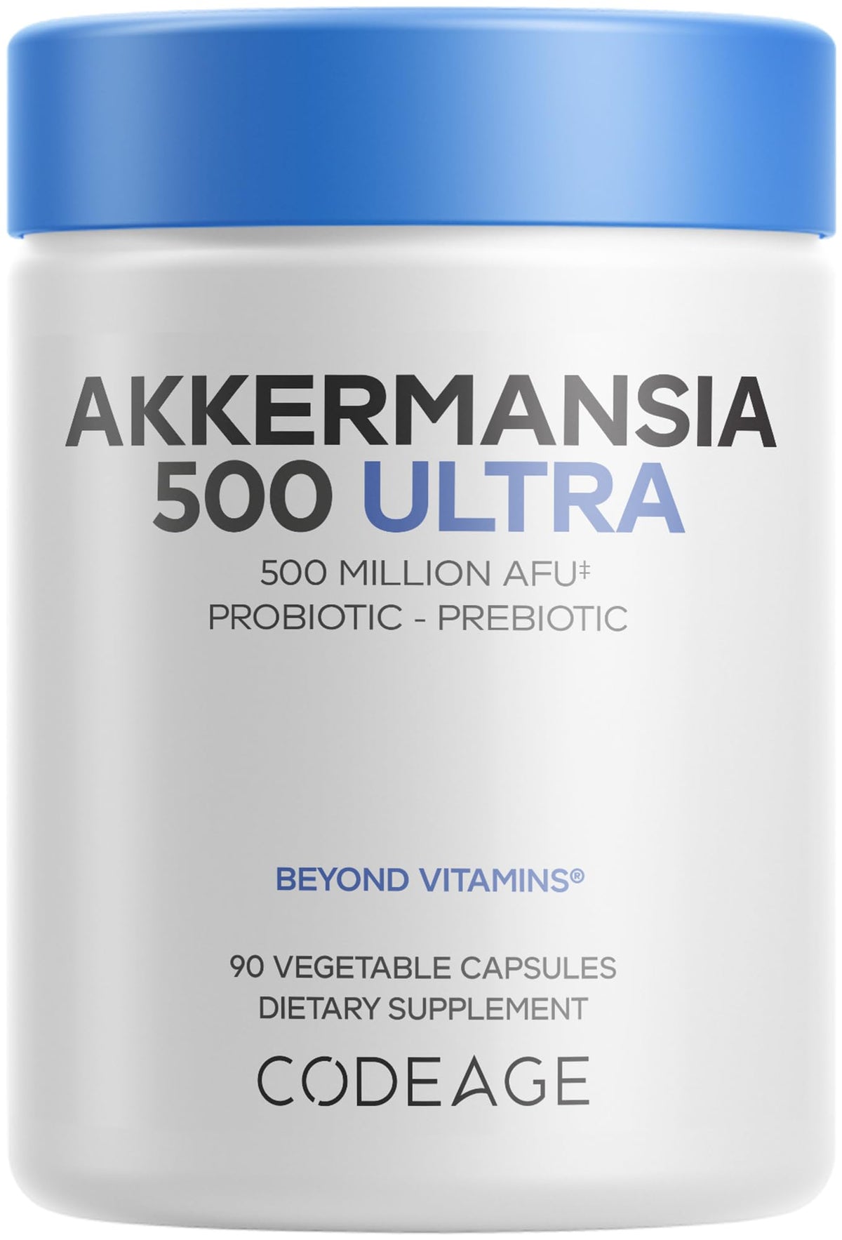 Codeage Akkermansia 500 Ultra Prebiotic Supplement bottle front view