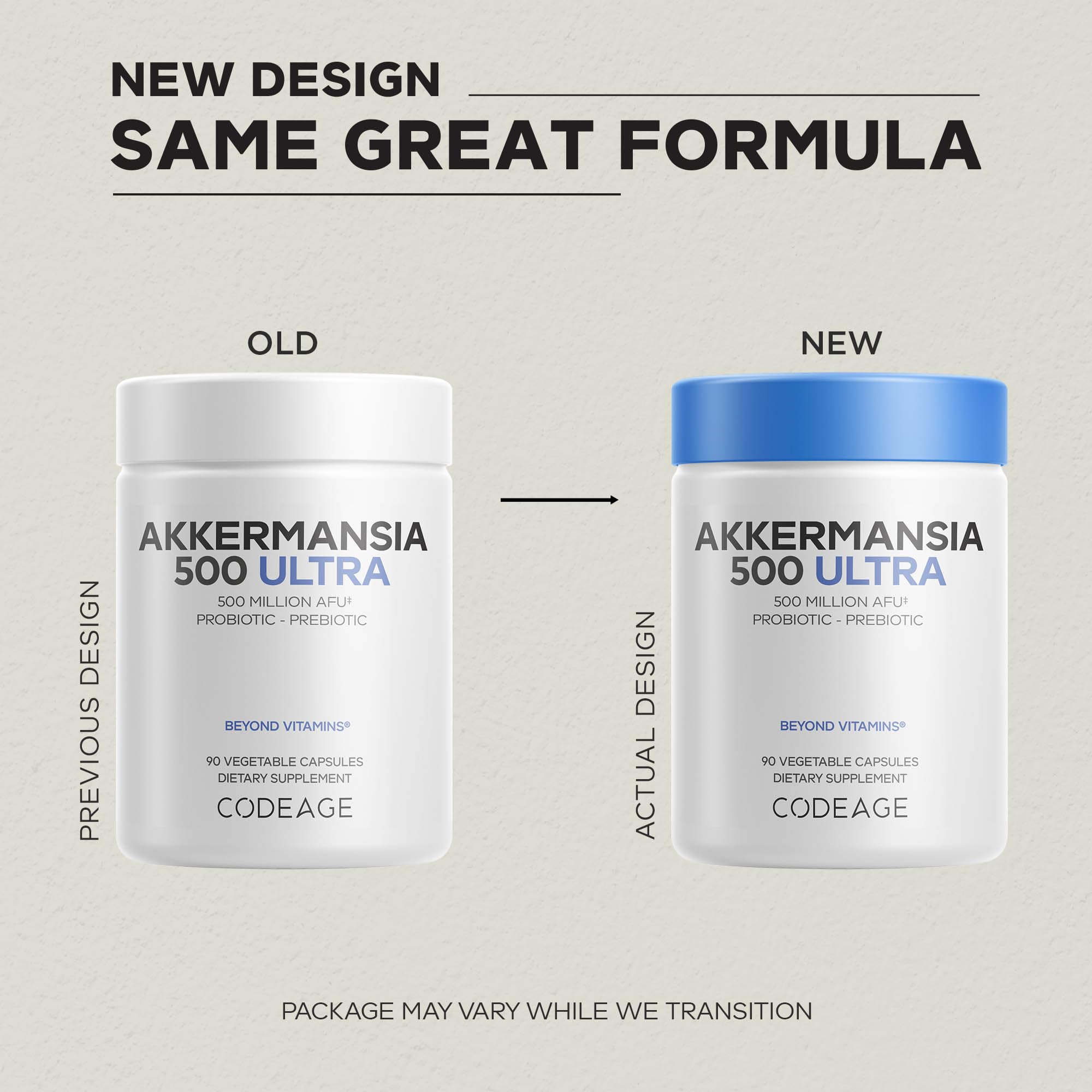 Codeage Akkermansia 500 Ultra Prebiotic Supplement capsules close-up
