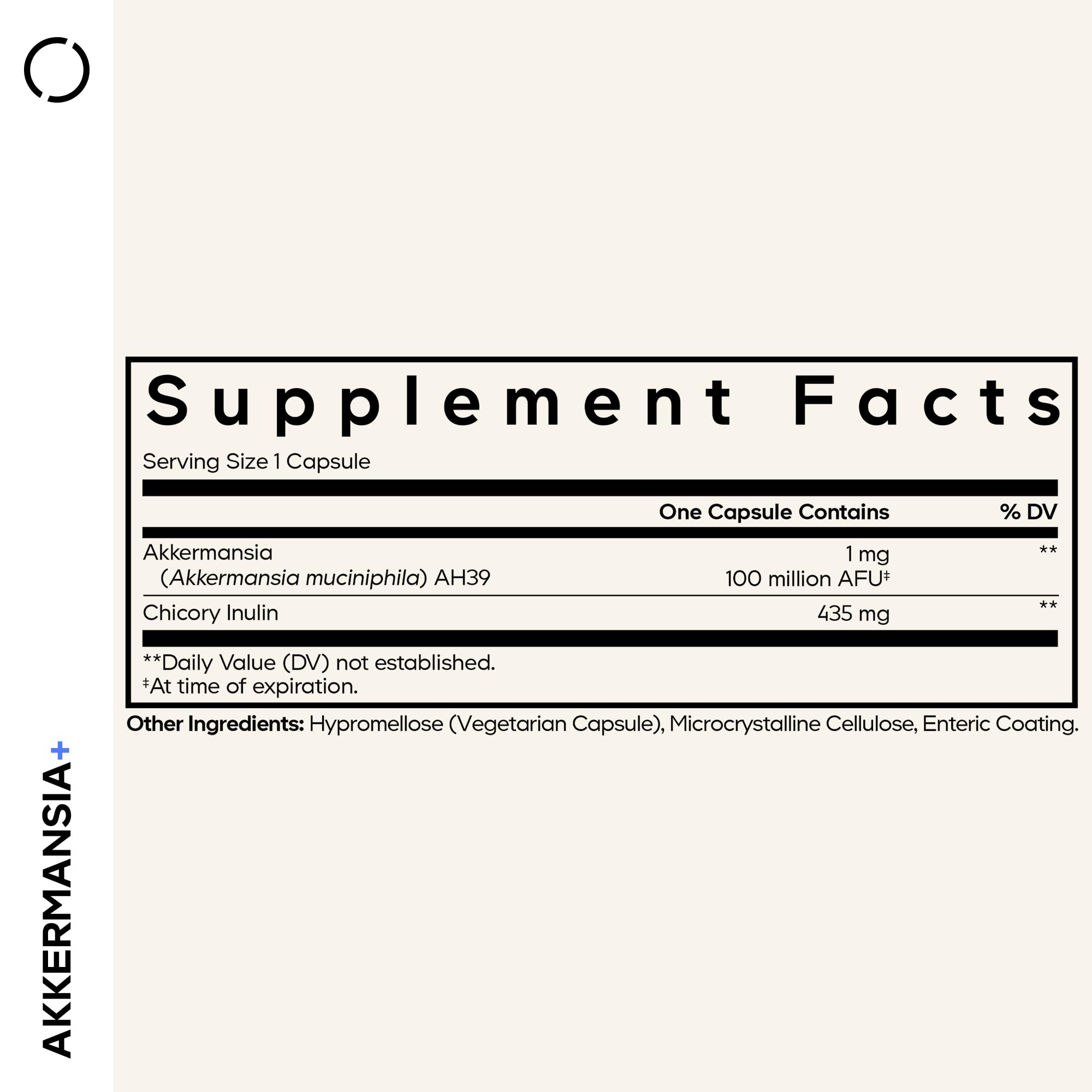 Codeage Akkermansia Probiotic & Prebiotic Supplement bottle side view