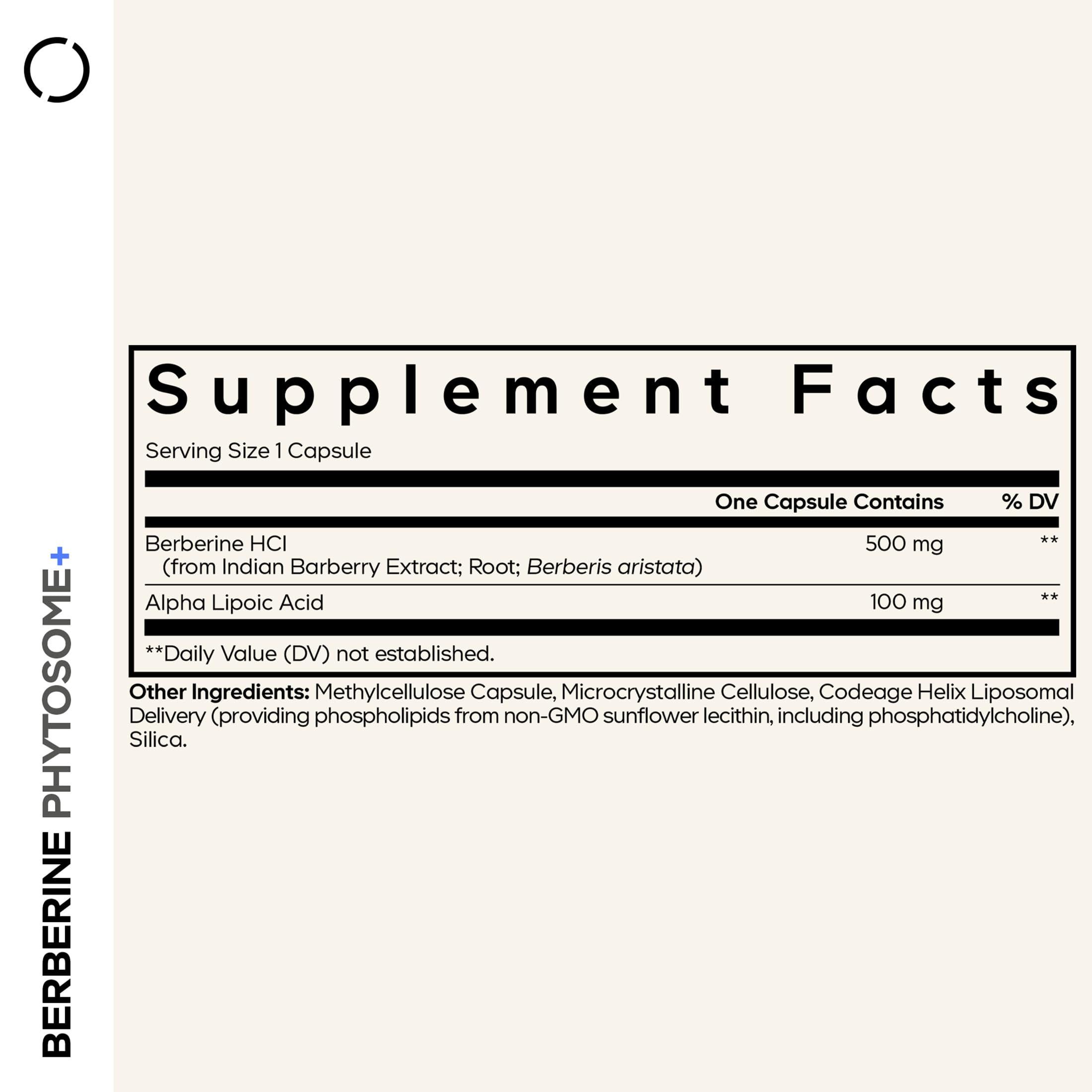 Codeage Berberine HCL 500mg supplement bottle side view