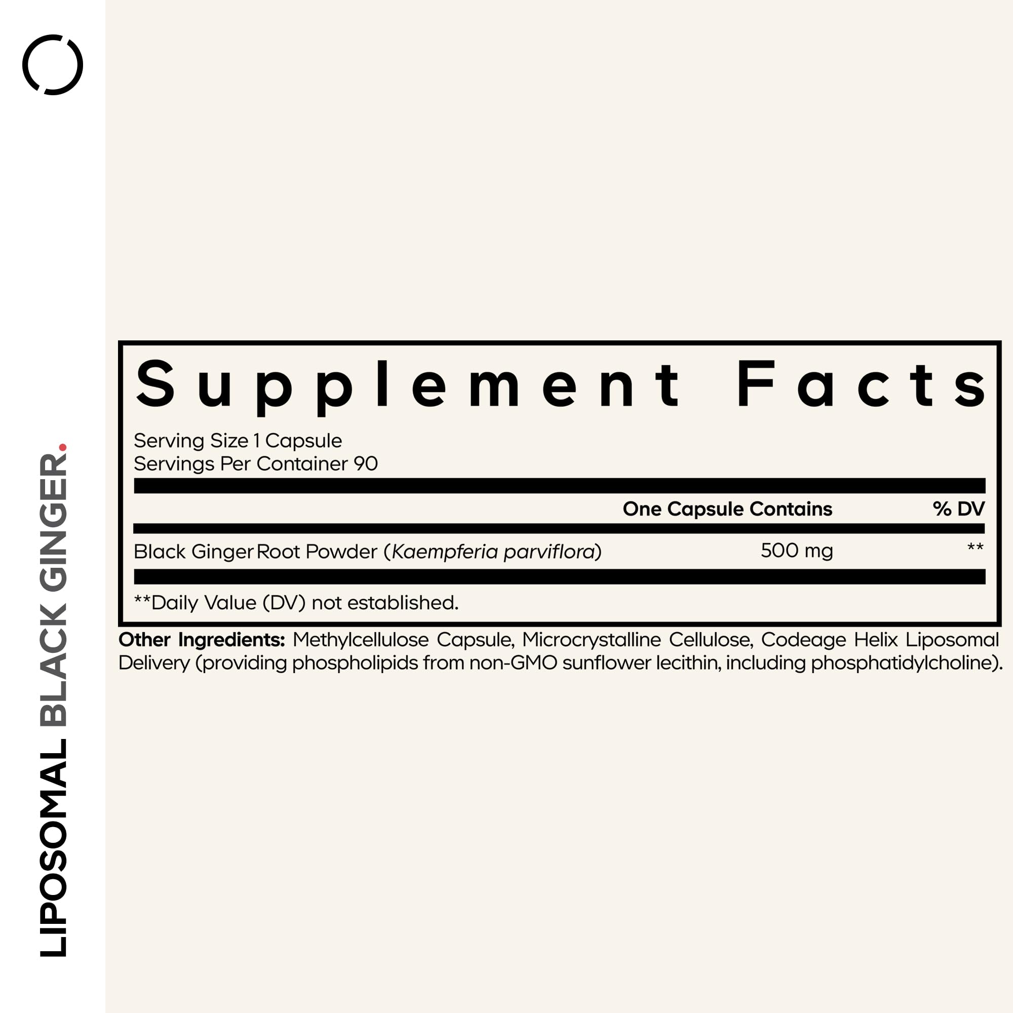 Codeage Black Ginger Supplement bottle side view