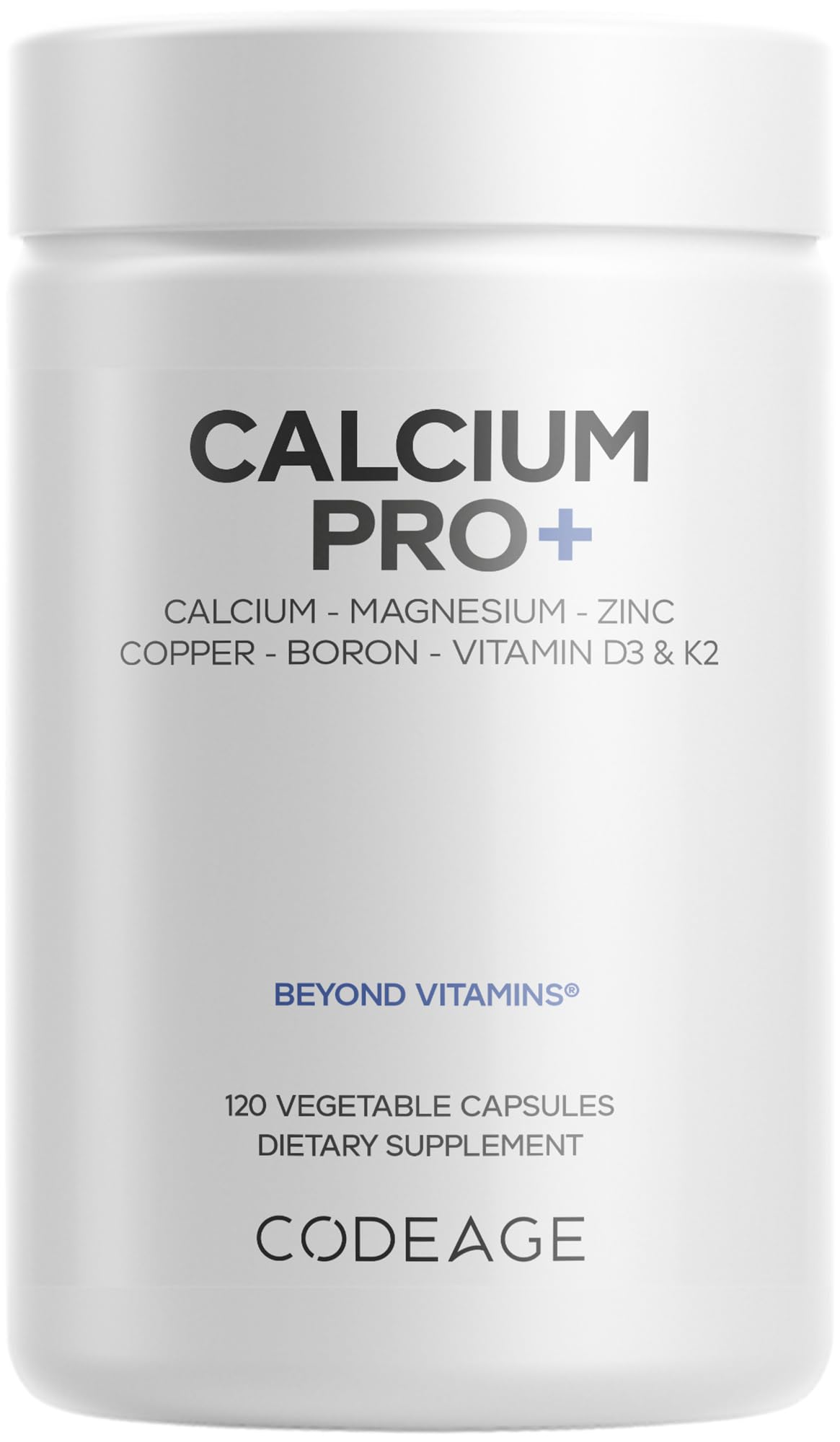 Codeage Calcium Pro+ Supplement 250mg Calcium 120 Capsules front view