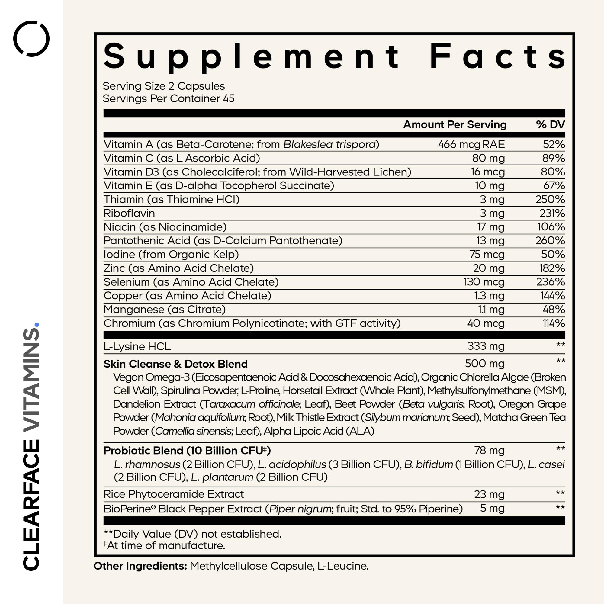 Codeage Clearface Vitamins+ capsules in a spoon