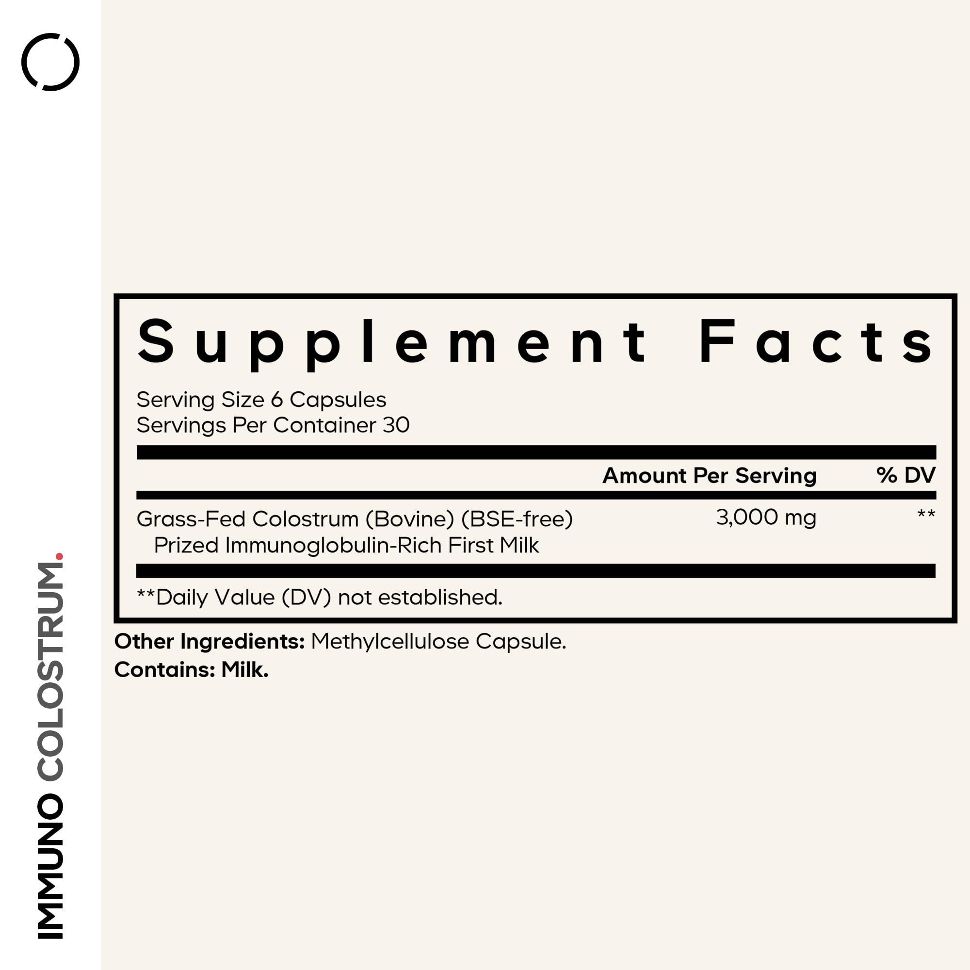 Codeage daily wellness Colostrum Capsules side view with label