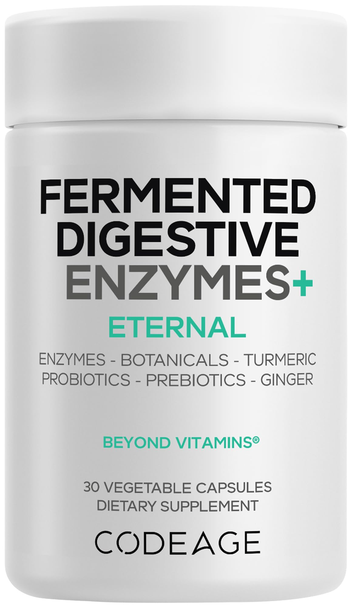 Codeage Fermented daily Enzymes+ 30 Capsules front view