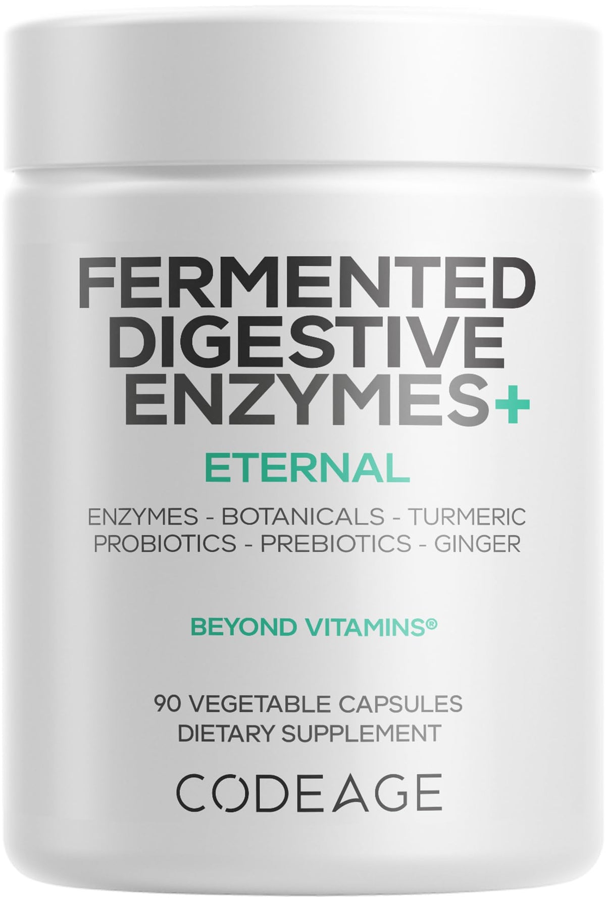 Codeage Fermented daily Enzymes+ 90 Capsules front view