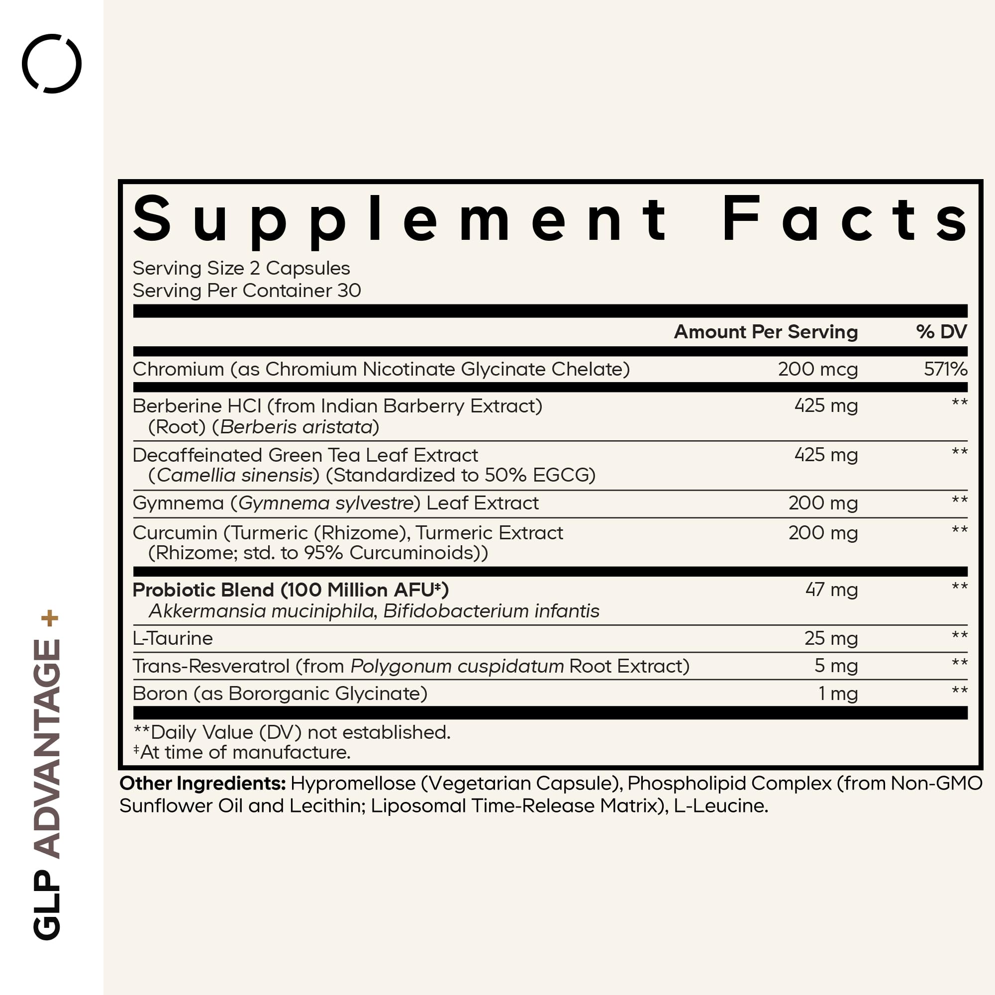 Codeage GLP-Advantage+ Supplement side view showing label