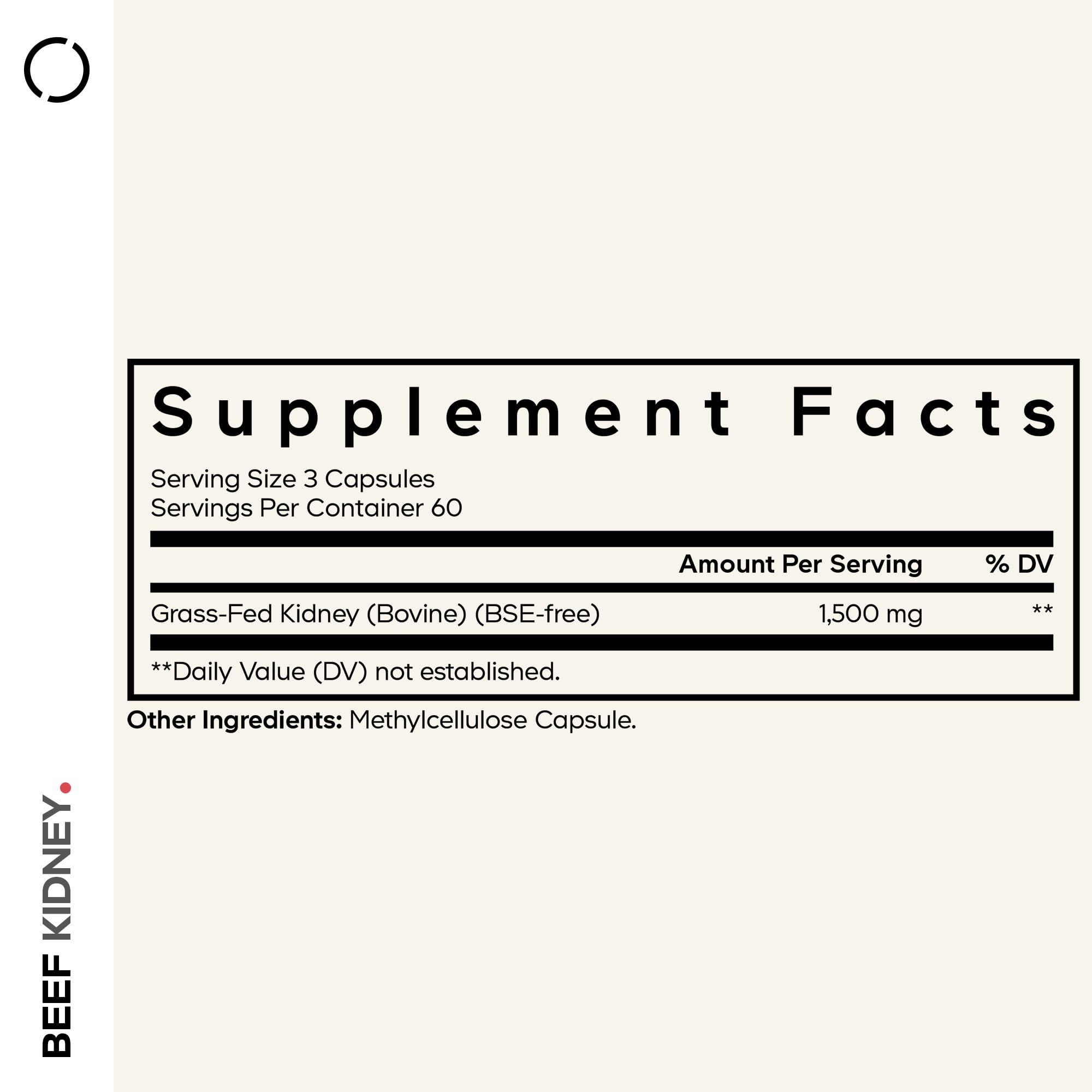 Codeage Grass-Fed Beef Kidney Supplement side view