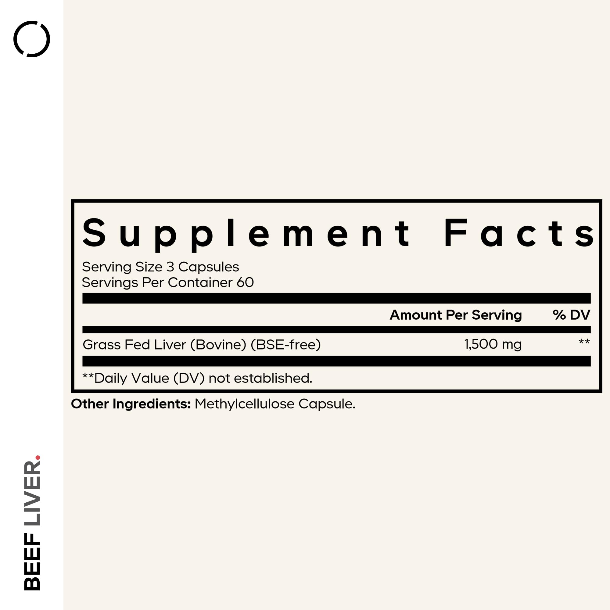 Codeage Grass-Fed Beef Liver Supplement 1500mg side view