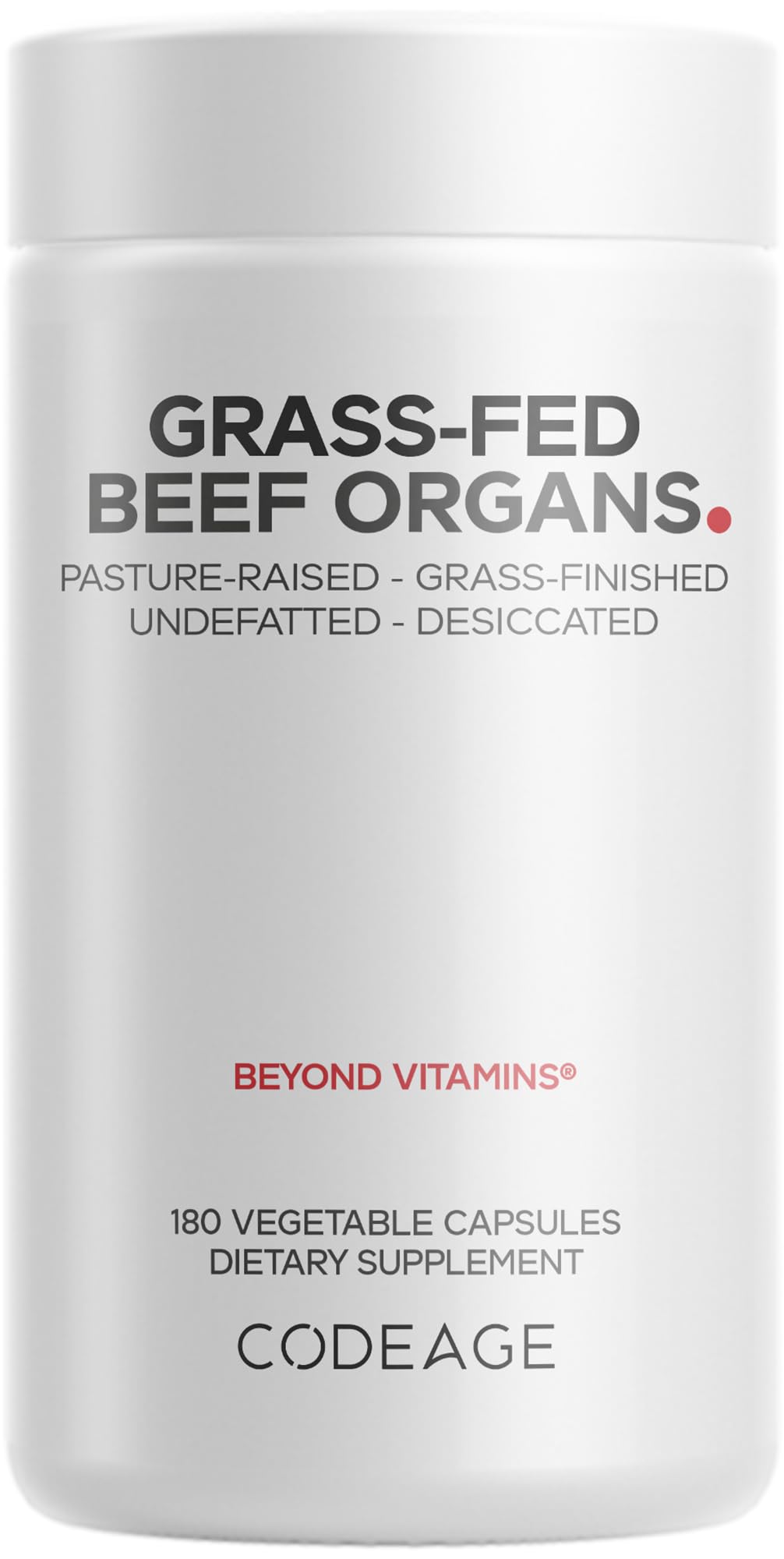Codeage Grass-Fed Beef Organs Supplement bottle front view