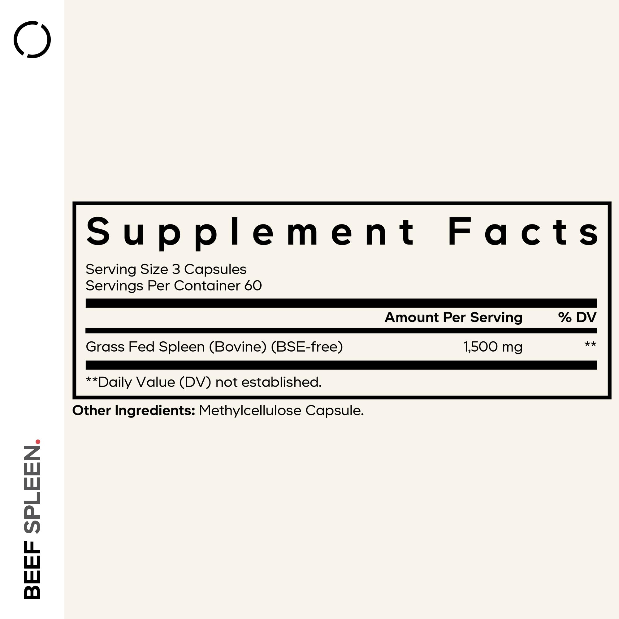 Codeage Grass-Fed Beef Spleen Supplement bottle side view