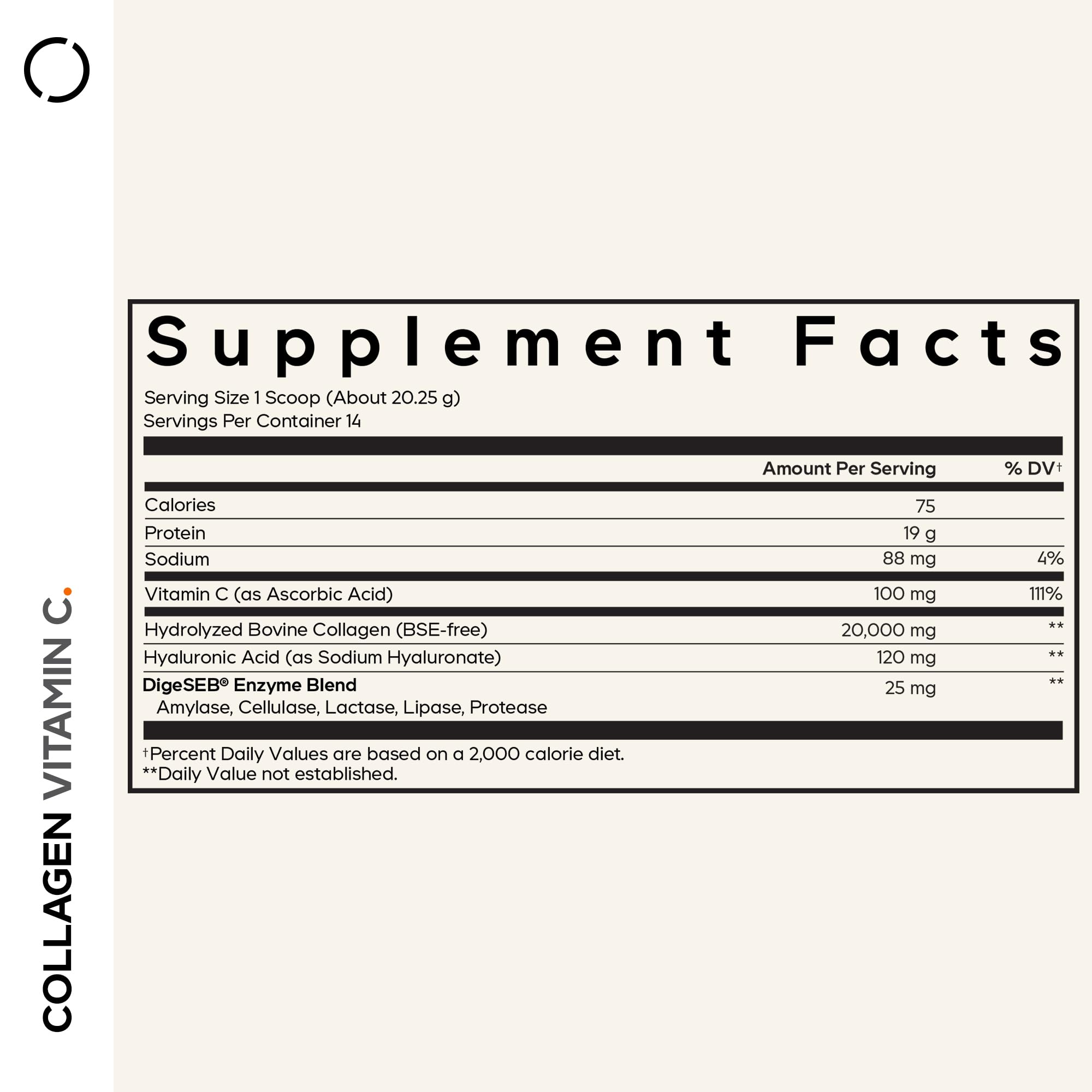 Codeage Hydrolyzed Collagen Powder packaging side view