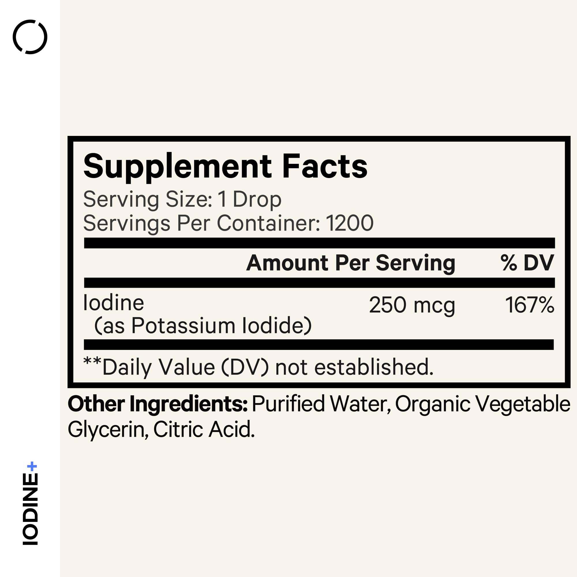 Codeage Iodine+ Organic Liquid Drops bottle side view