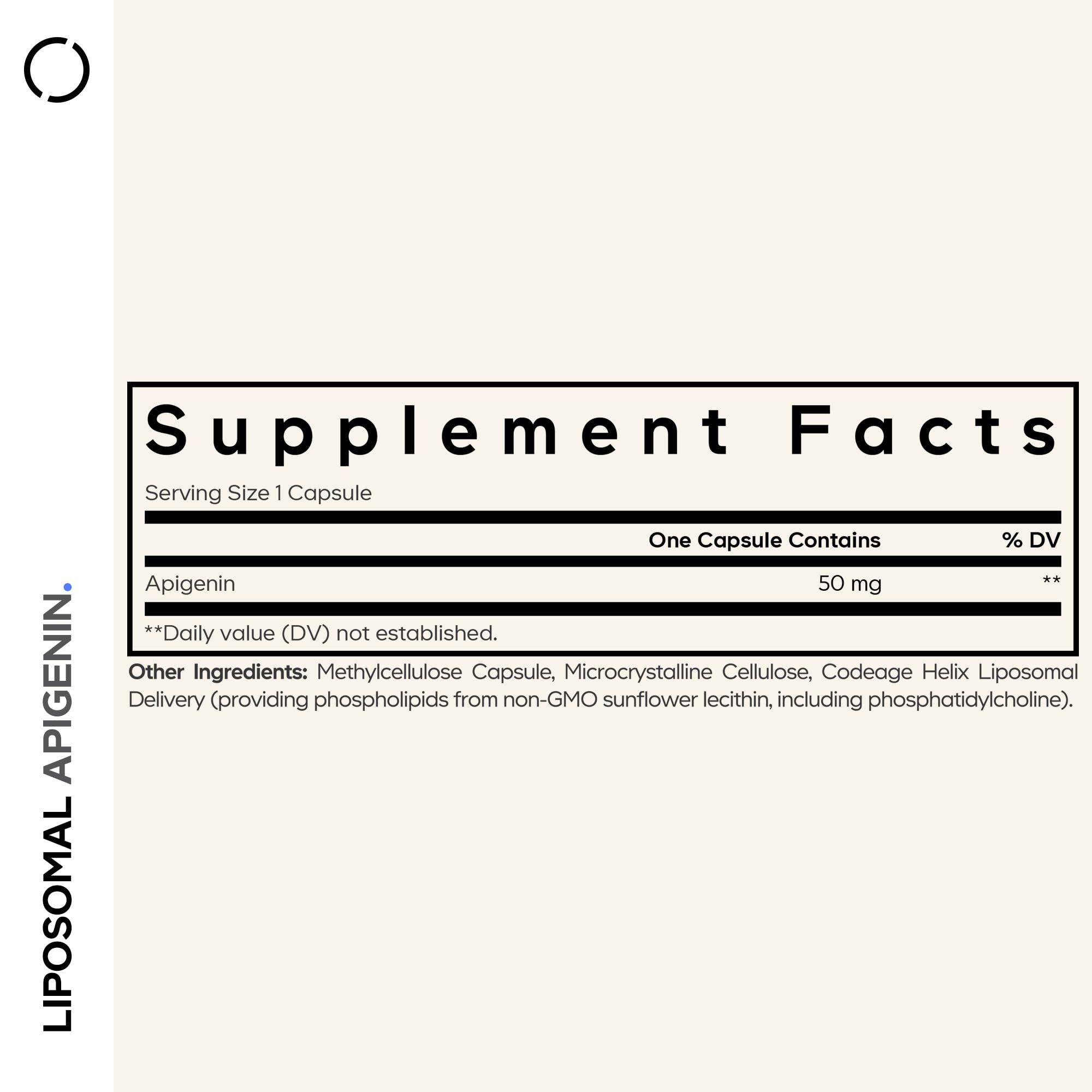 Codeage Liposomal Apigenin Supplement 50mg side view