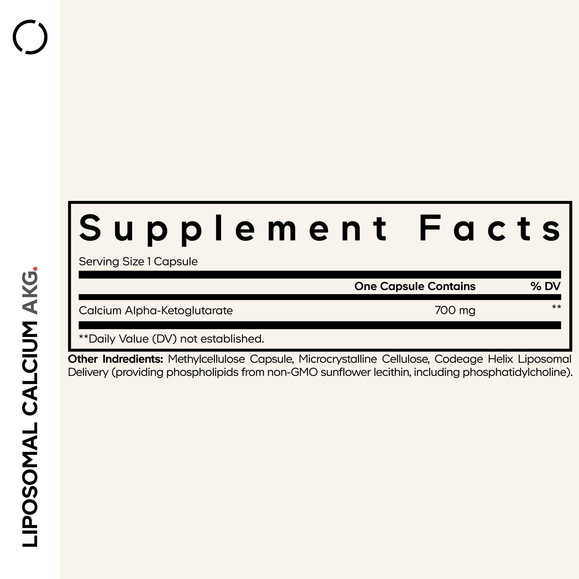 Codeage Liposomal Calcium AKG supplement bottle side view