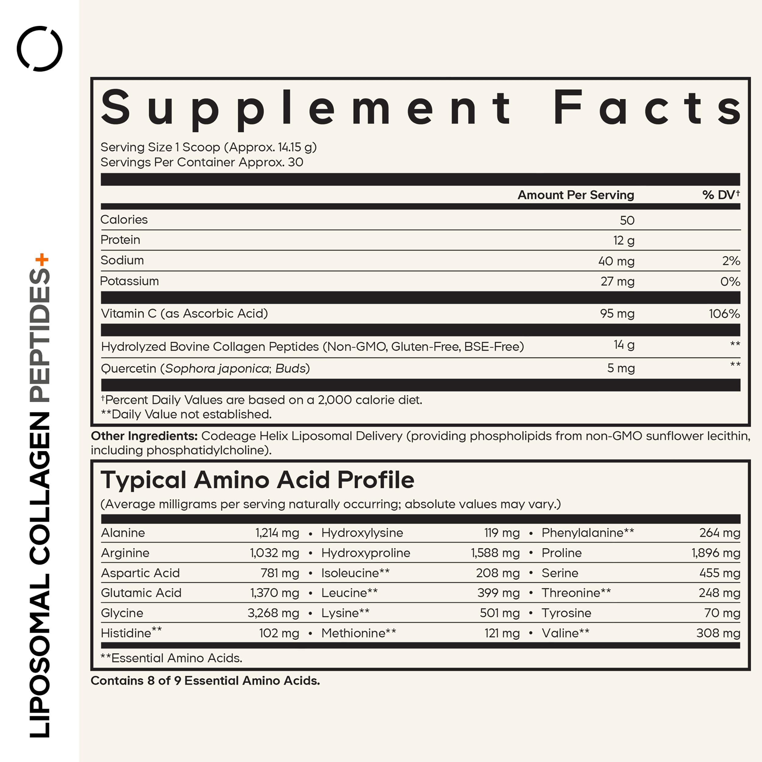 Codeage Liposomal Collagen Peptides 454g packaging