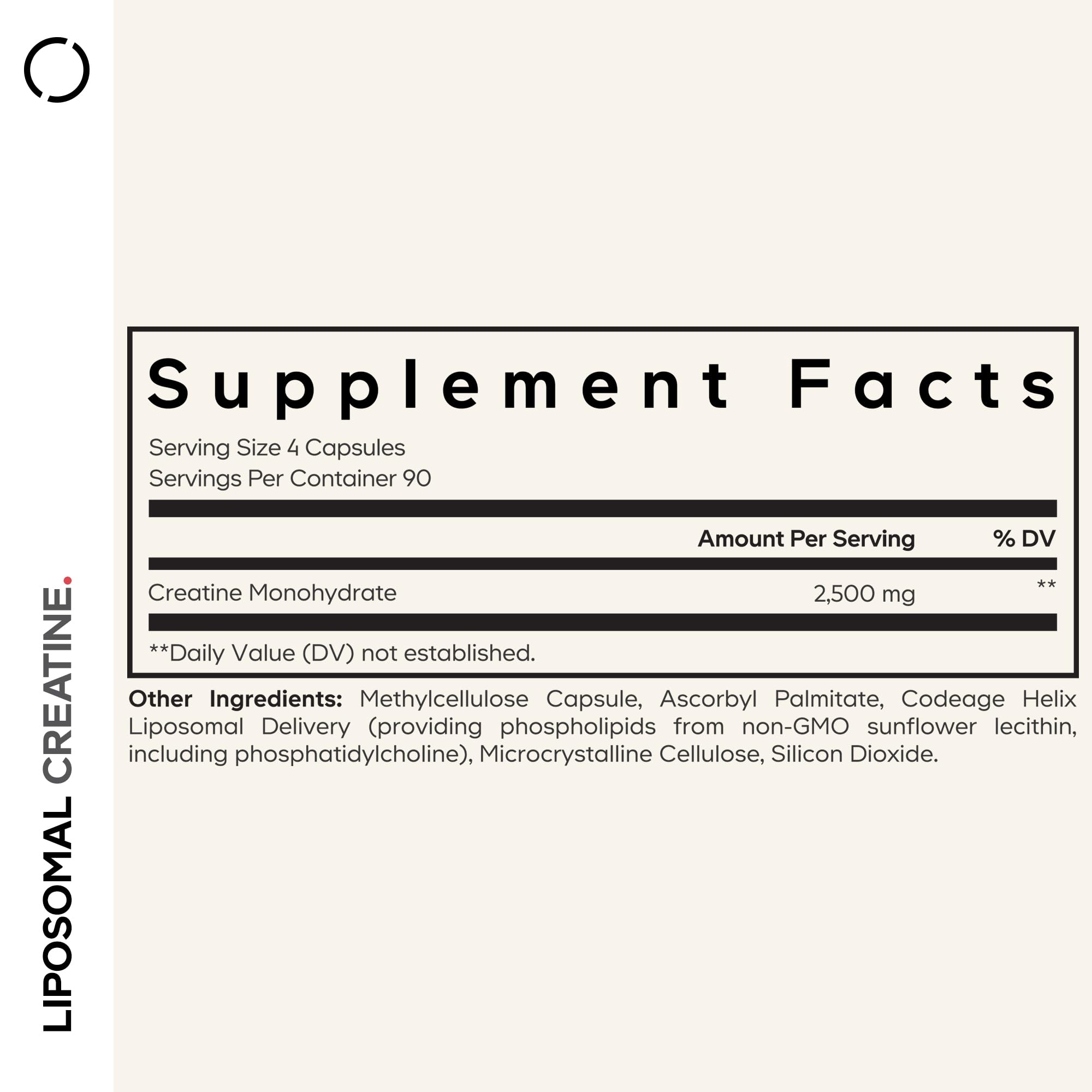 Codeage Liposomal Creatine Capsules side view with label