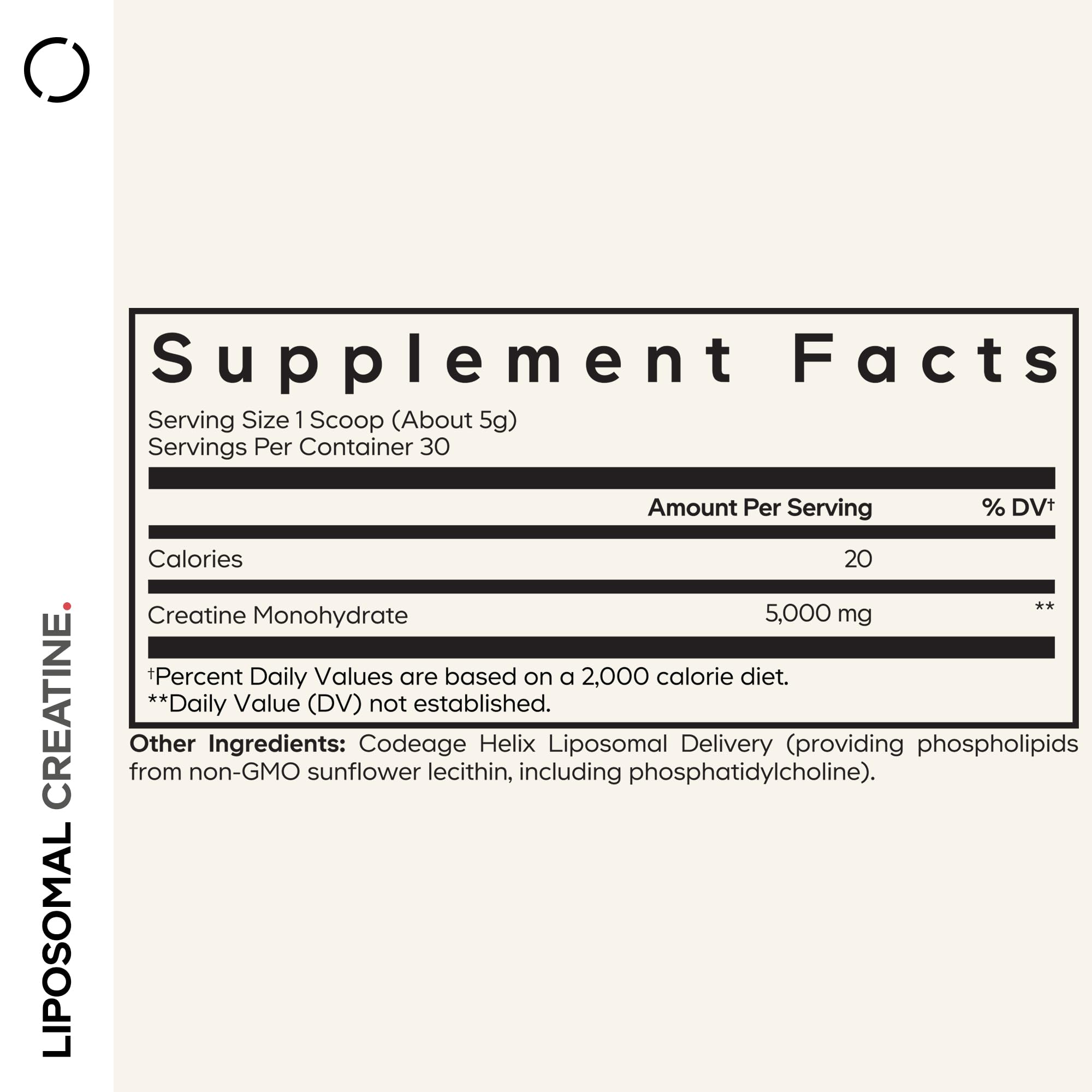 Codeage Liposomal Creatine Powder 5000mg packaging