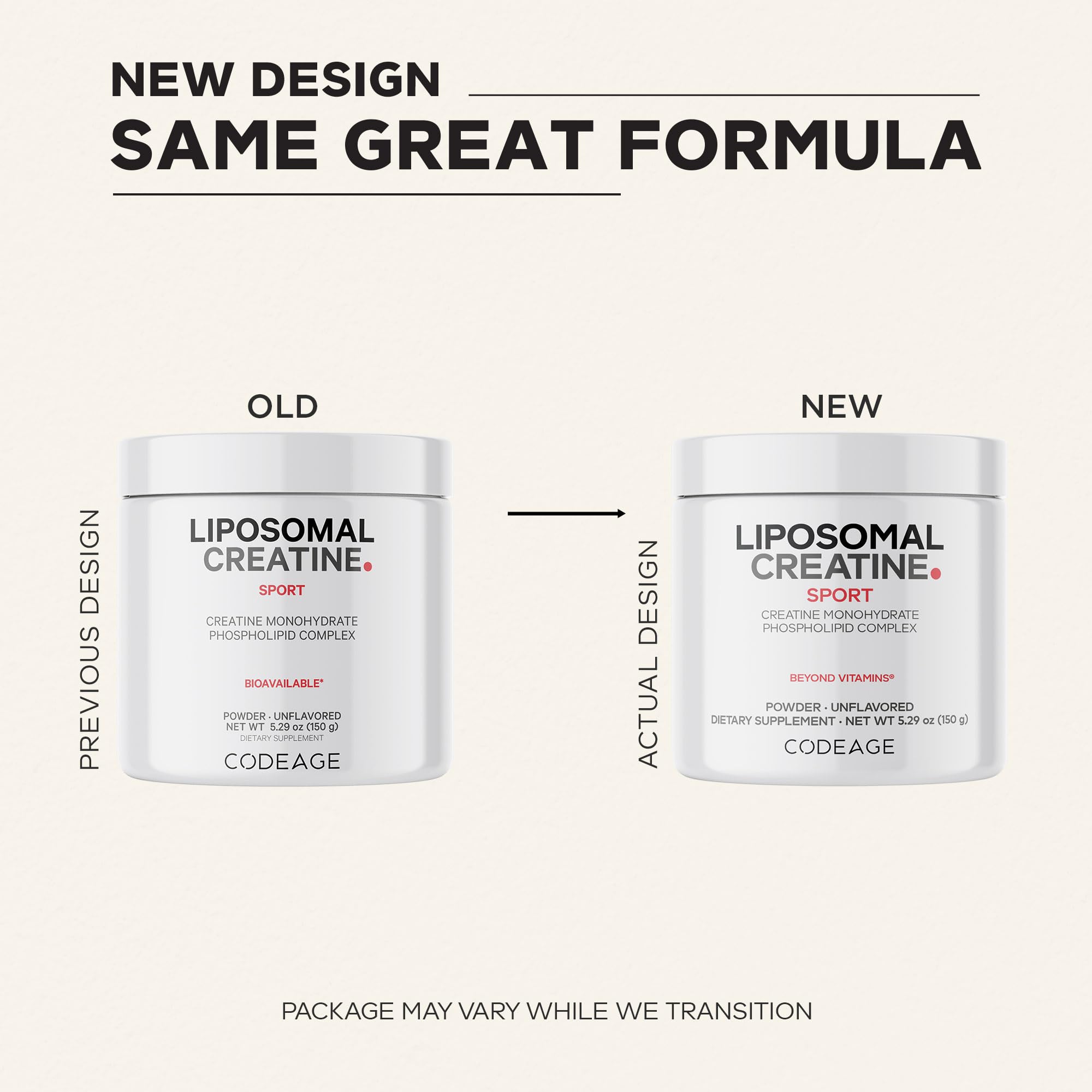 Codeage Liposomal Creatine Powder 5000mg side view
