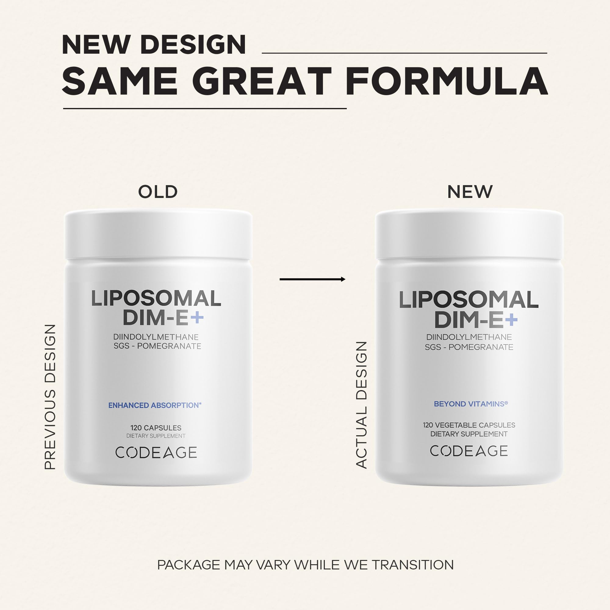 Codeage Liposomal DIM-E+ supplement bottle side view