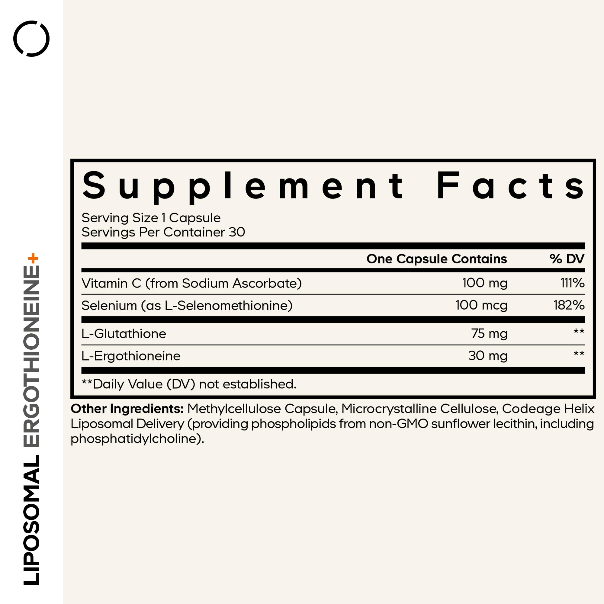 Codeage Liposomal Ergothioneine+ supplement capsules close-up