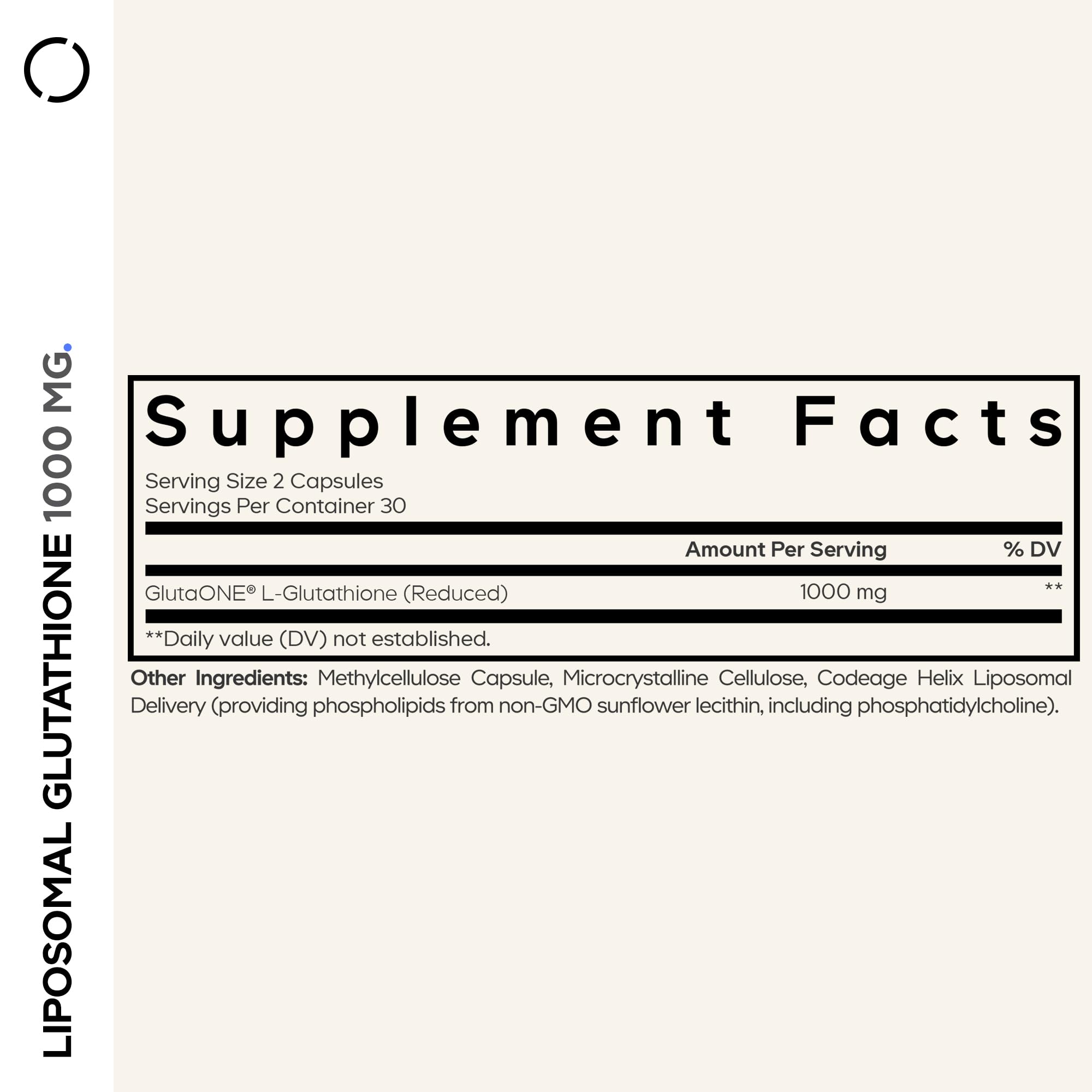 Codeage Liposomal Glutathione 1000 mg capsules side view