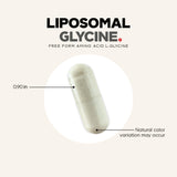 Codeage Liposomal Glycine+ capsules with a glass of water