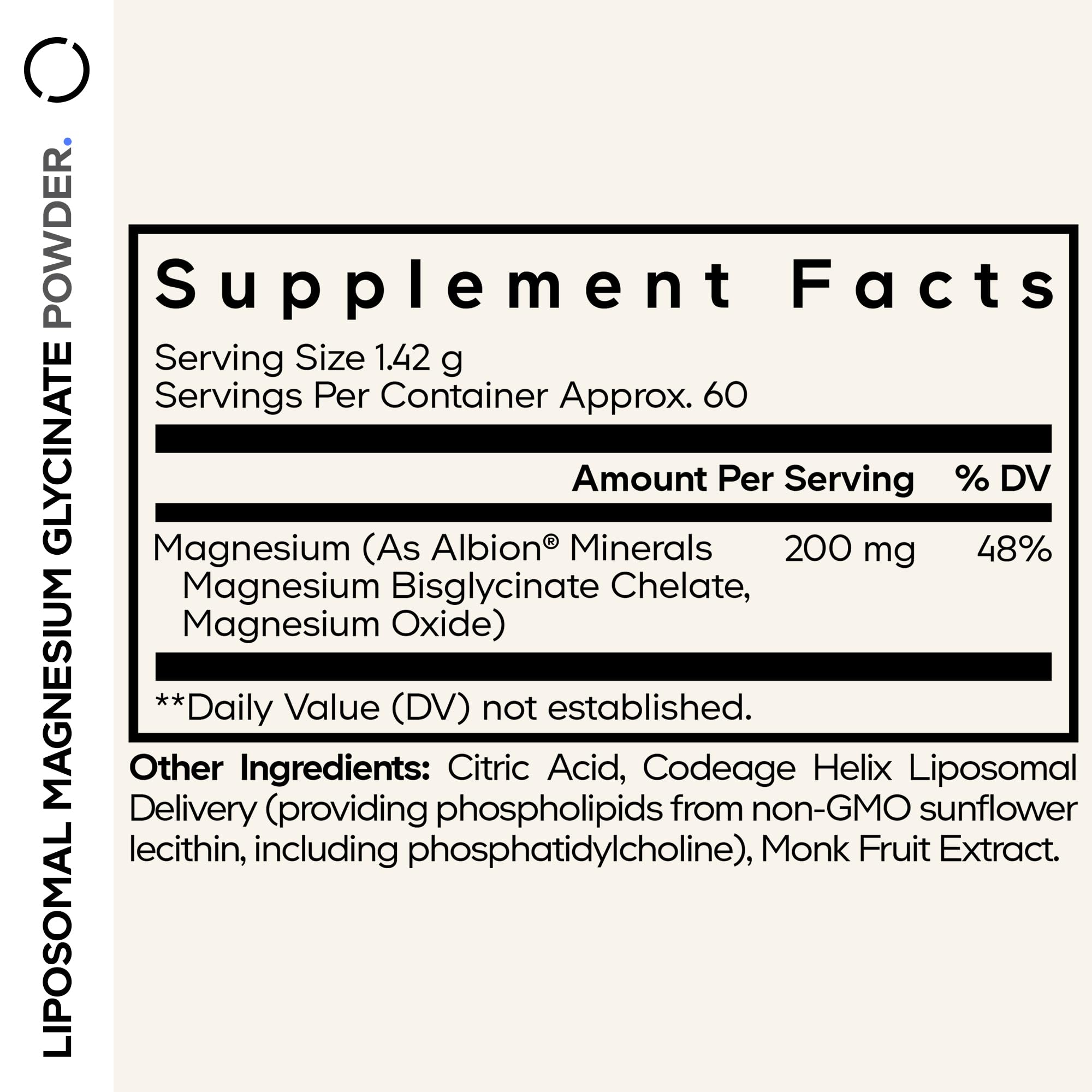 Codeage Liposomal Magnesium Glycinate Powder scoop with powder