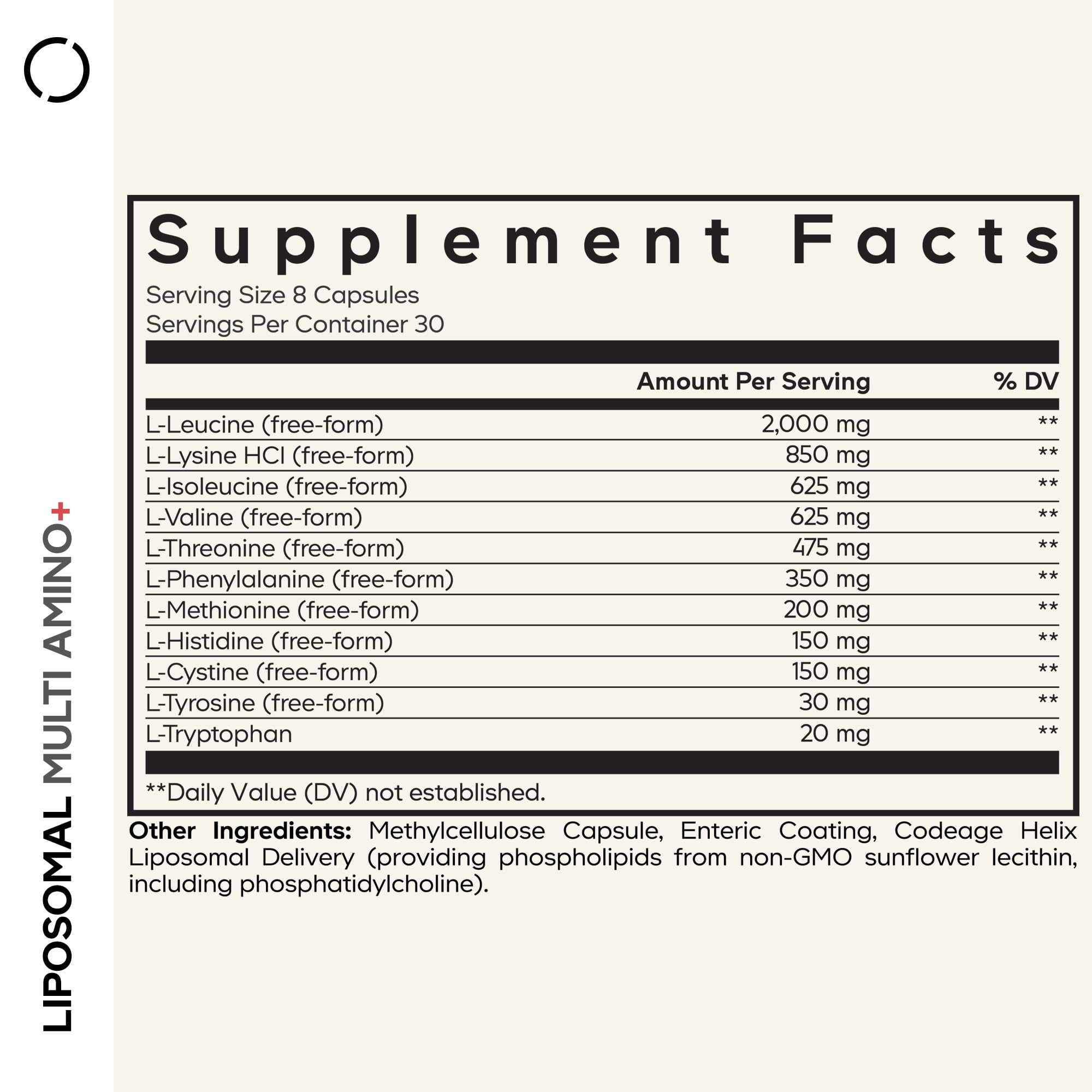 Codeage Liposomal Multi Amino+ BCAA Supplement capsules close-up