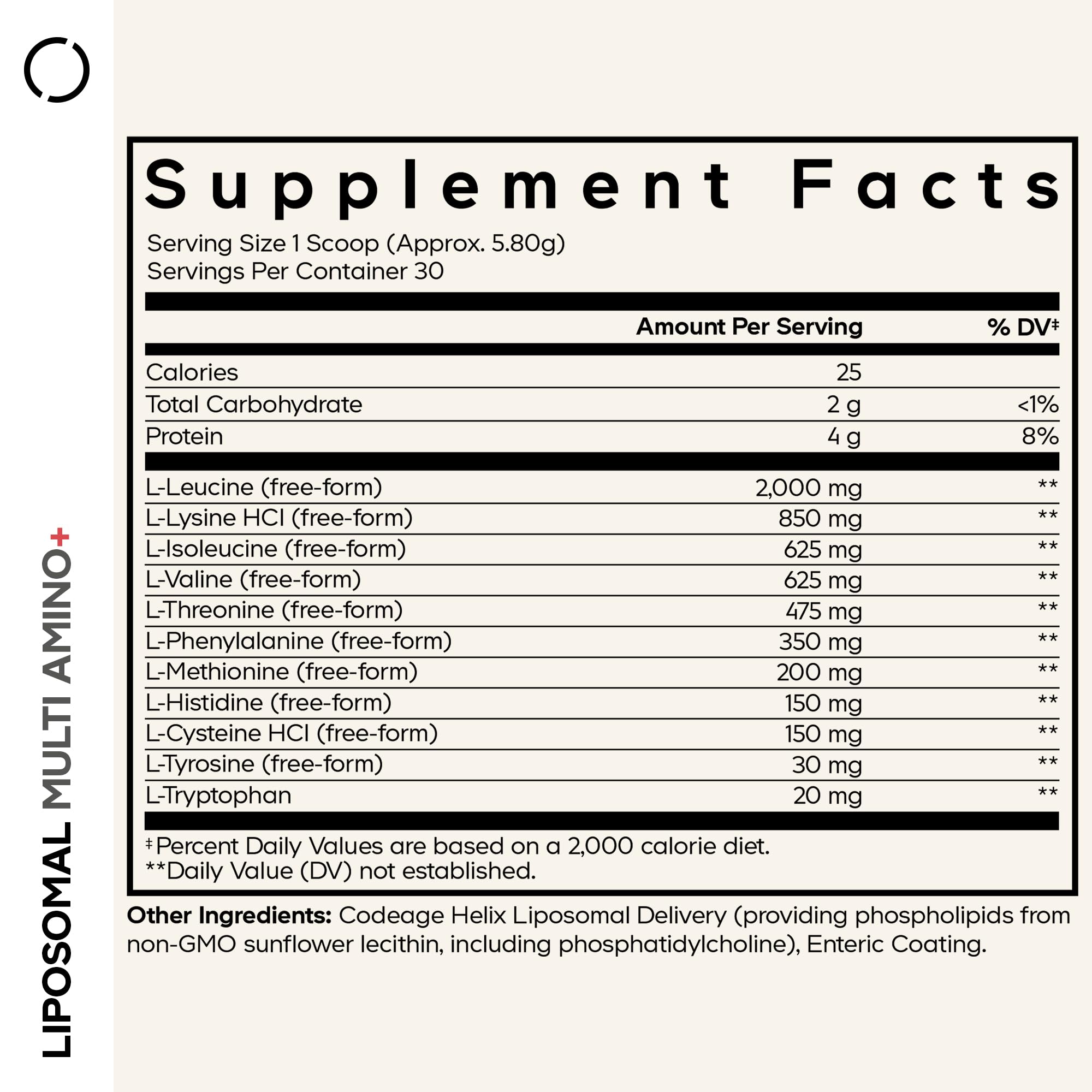 Codeage Liposomal Multi Amino+ Powder Supplement packaging