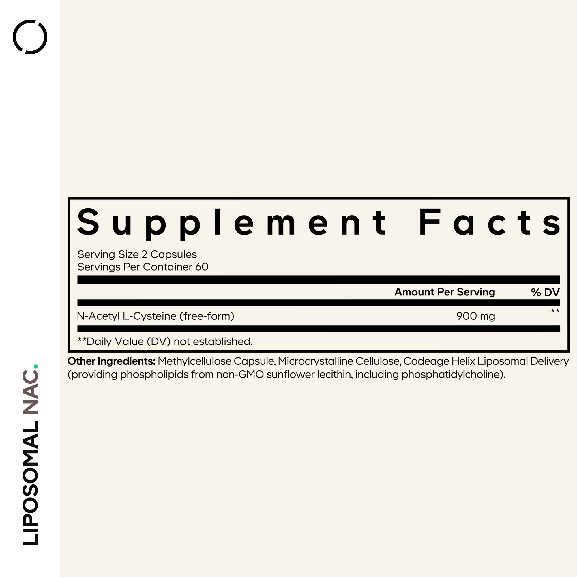 Codeage Liposomal NAC 900mg capsules side view