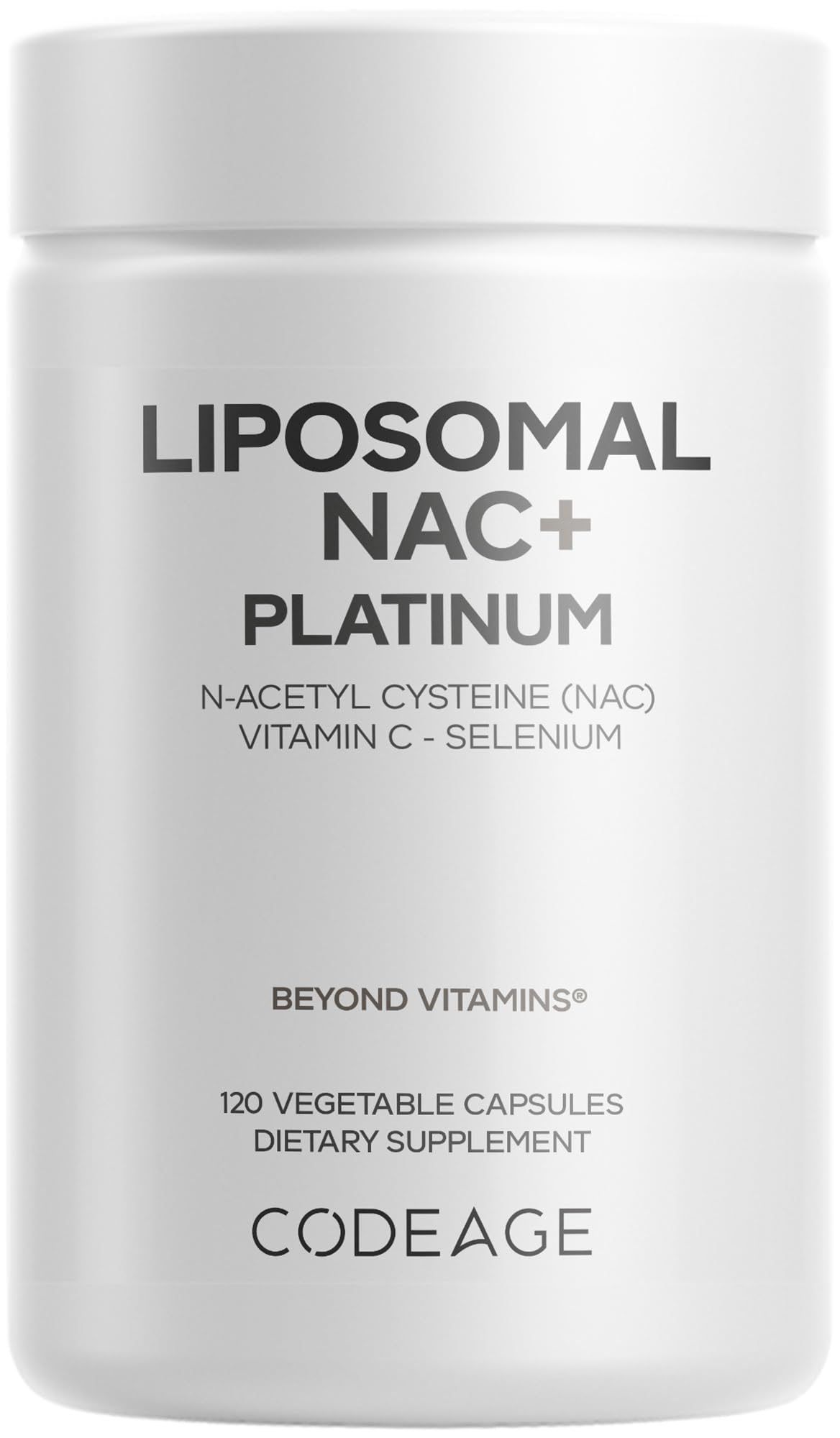 Codeage Liposomal NAC+ Platinum supplement bottle front view