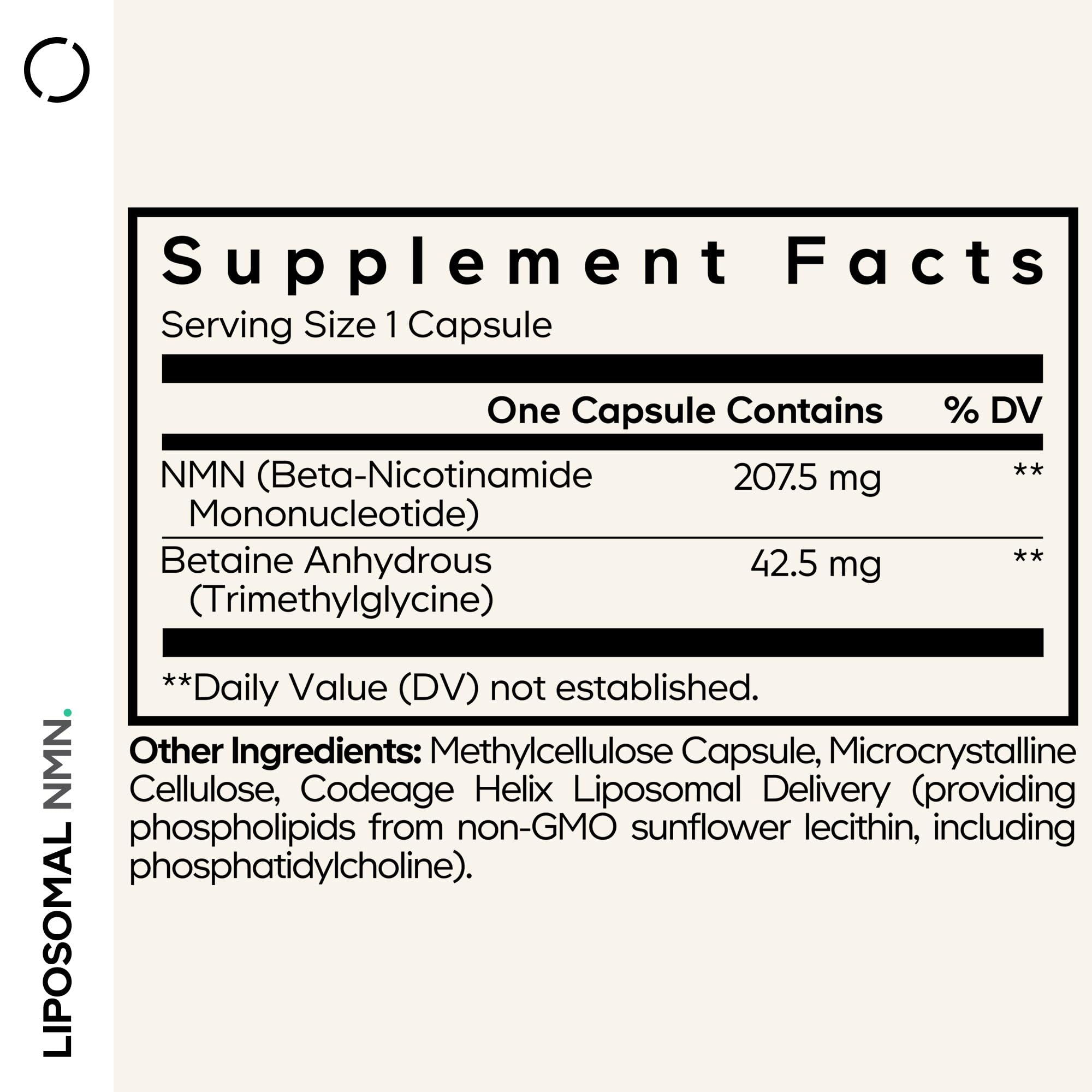 Codeage Liposomal NMN supplement capsules on a wooden surface