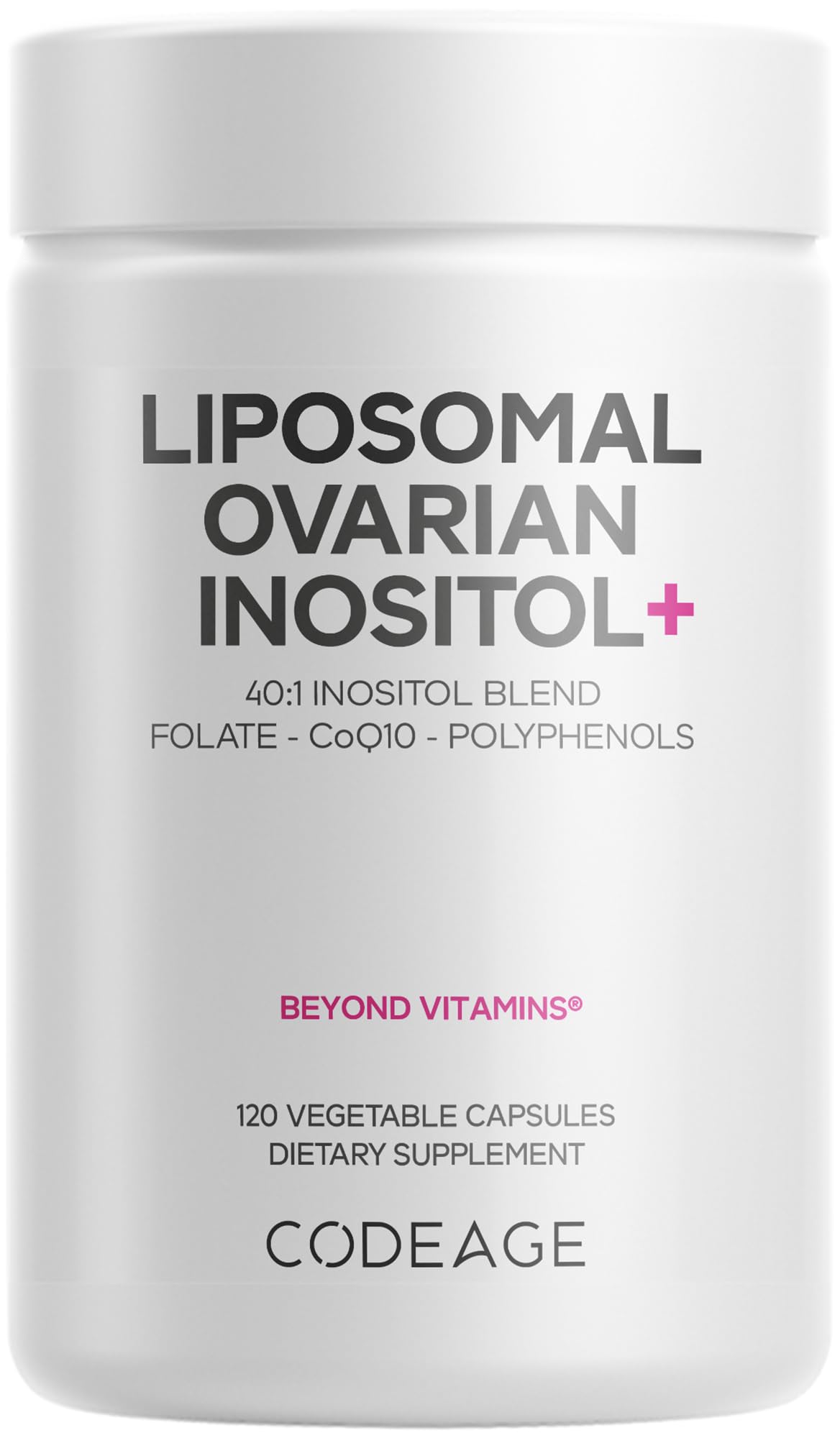 Codeage Liposomal Ovarian Inositol+ supplement bottle front view